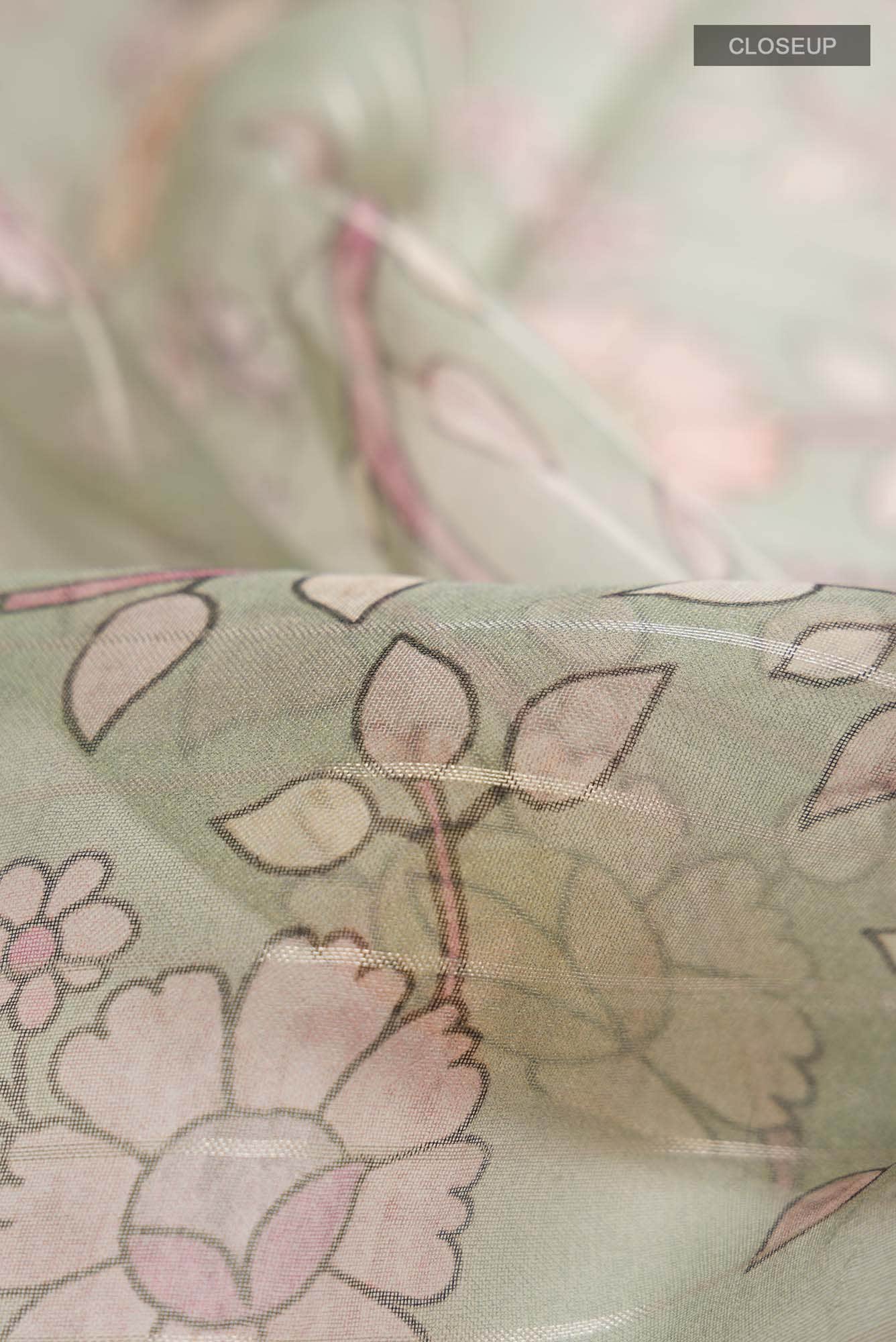 Sage Green Organza Silk Saree