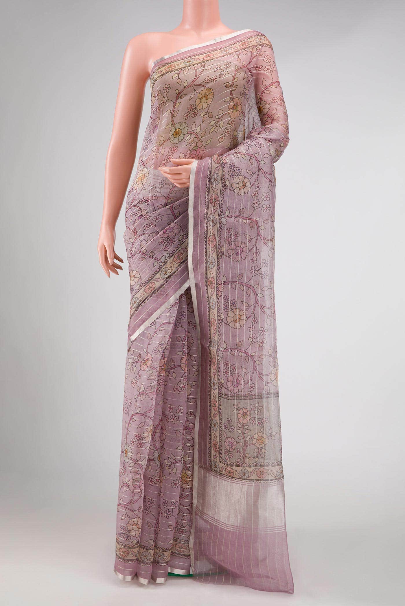 Lavender Organza Silk Saree