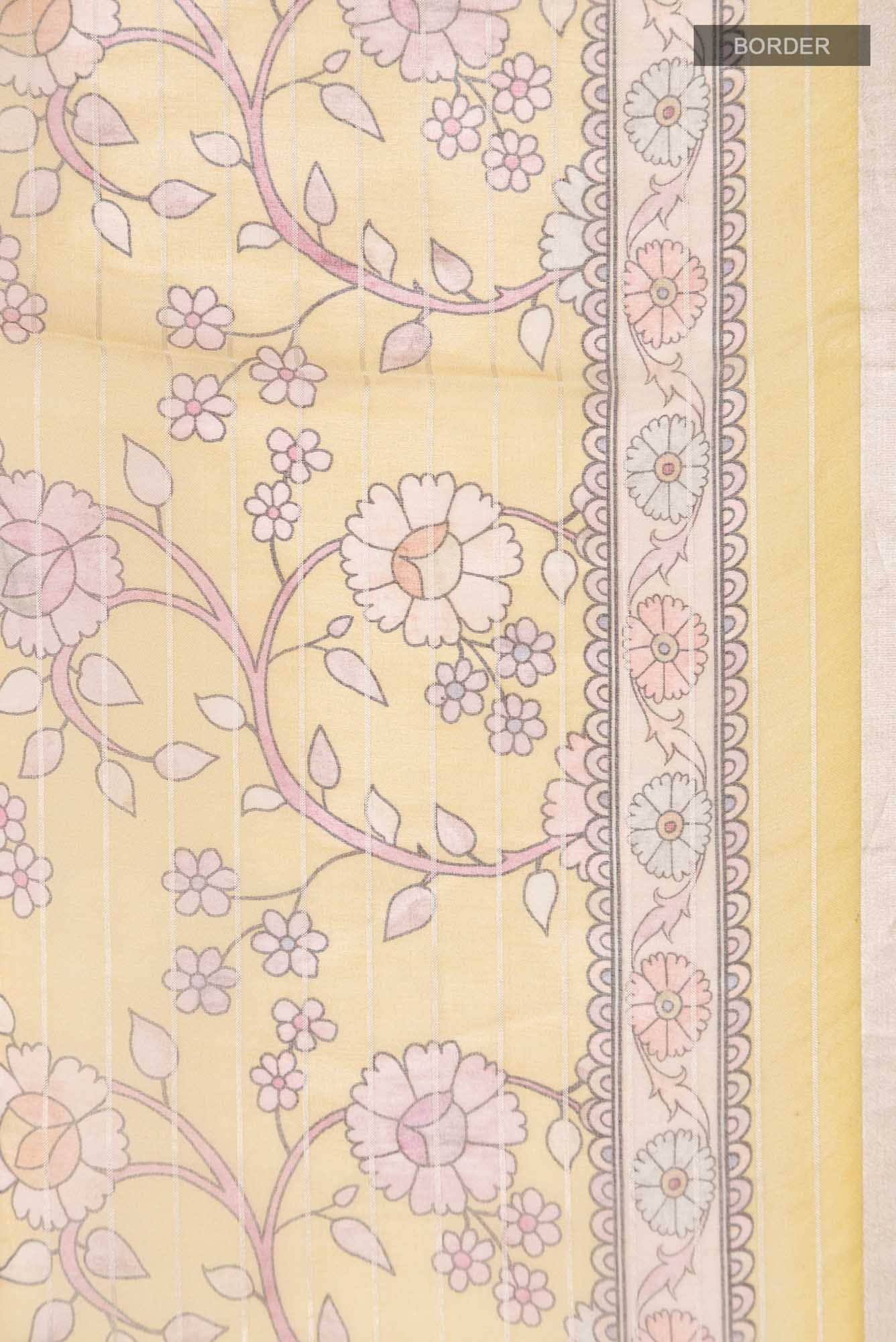 Yellow Organza Silk Saree