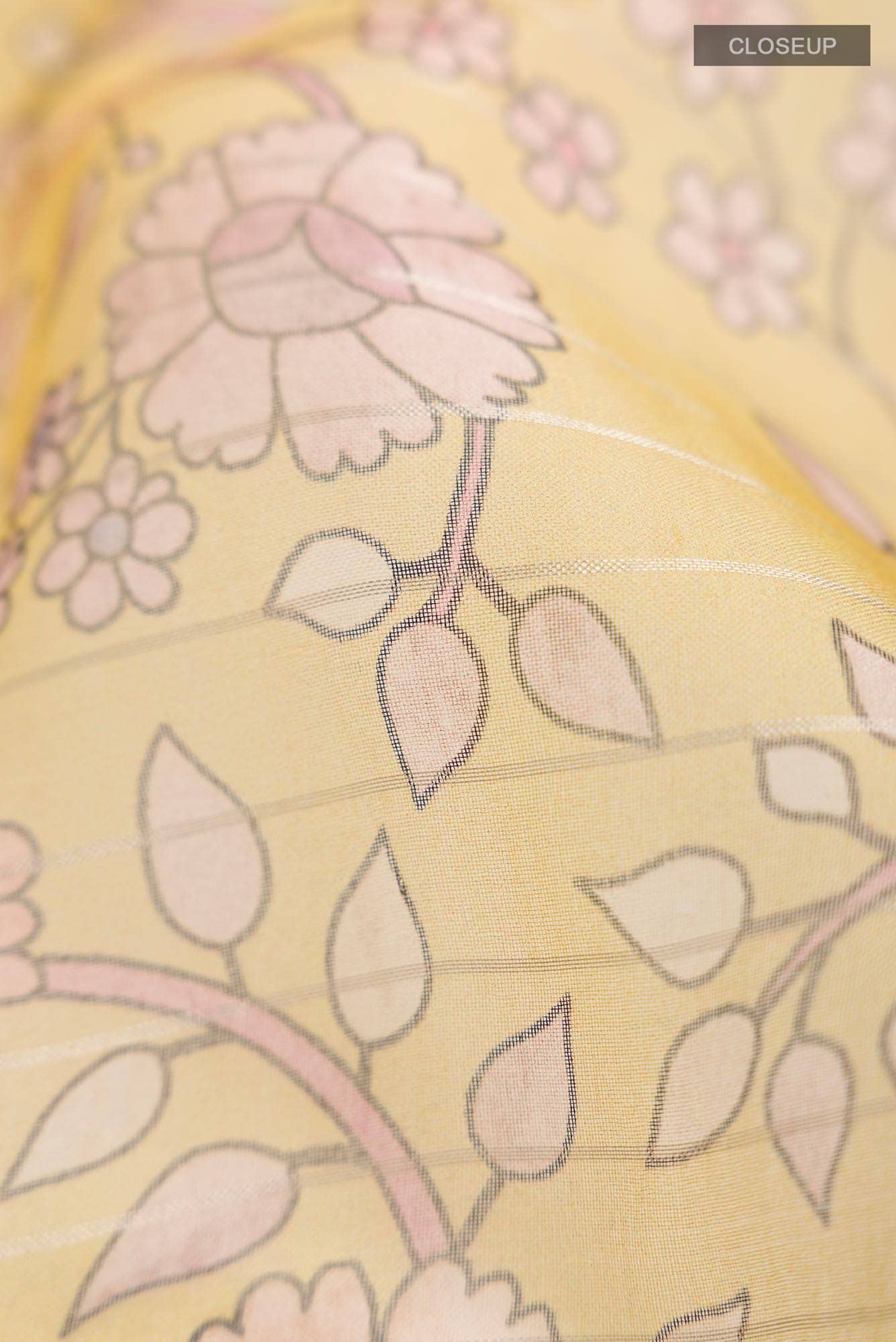 Yellow Organza Silk Saree