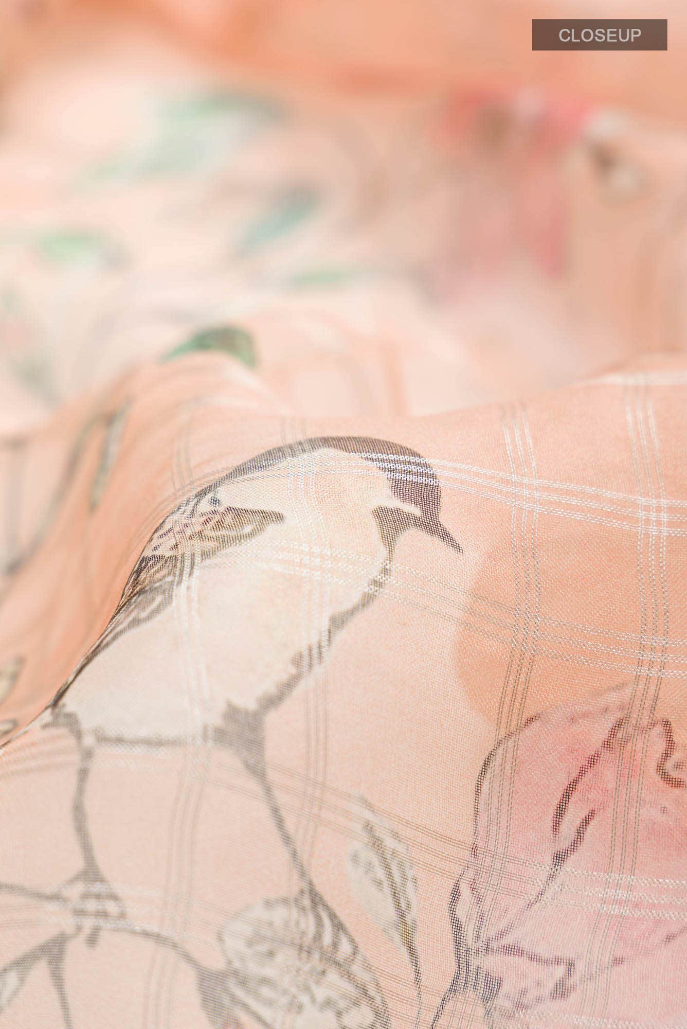 Peach Organza Silk Saree