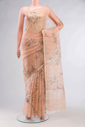 Peach Organza Silk Saree
