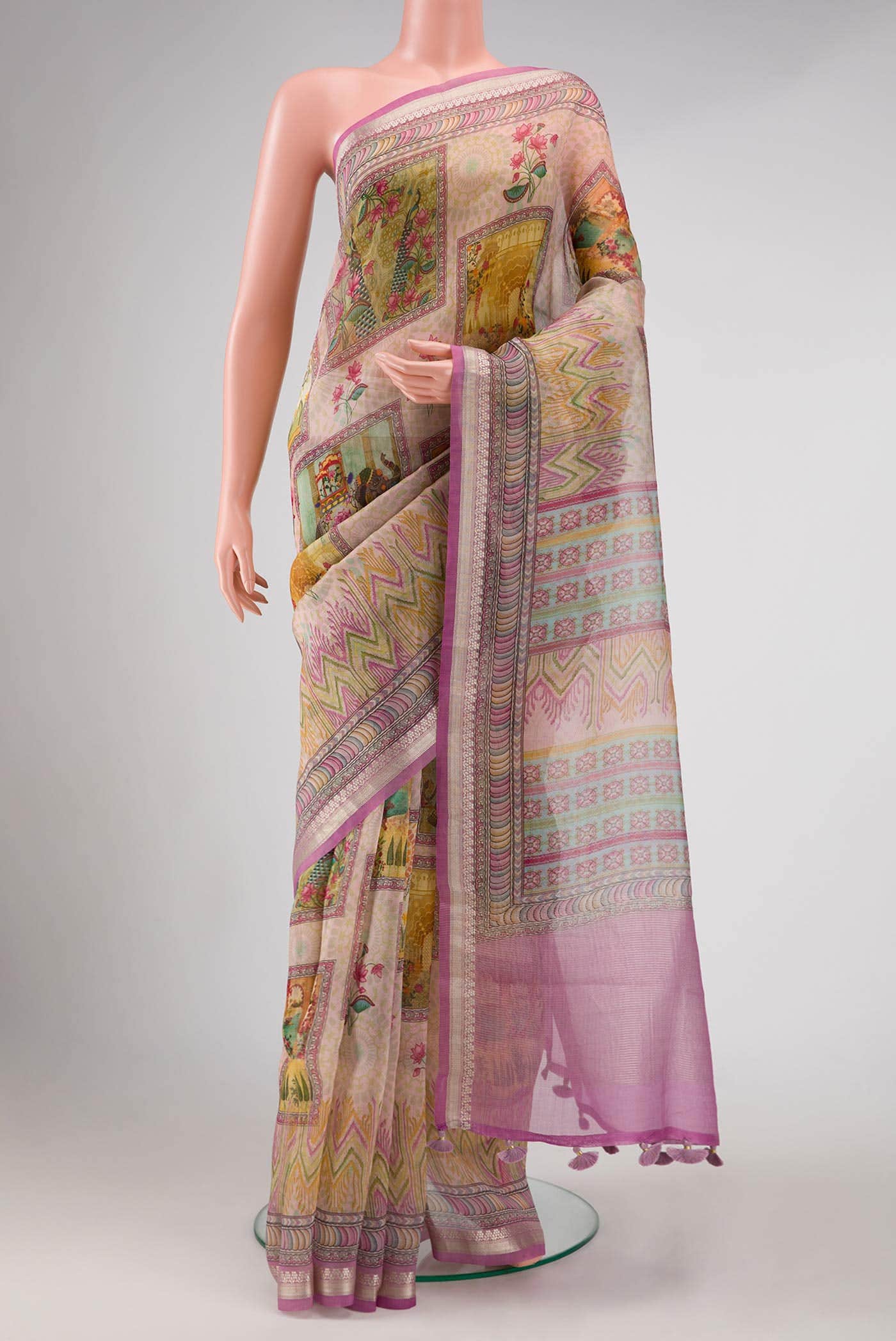Pink Organza Silk Saree