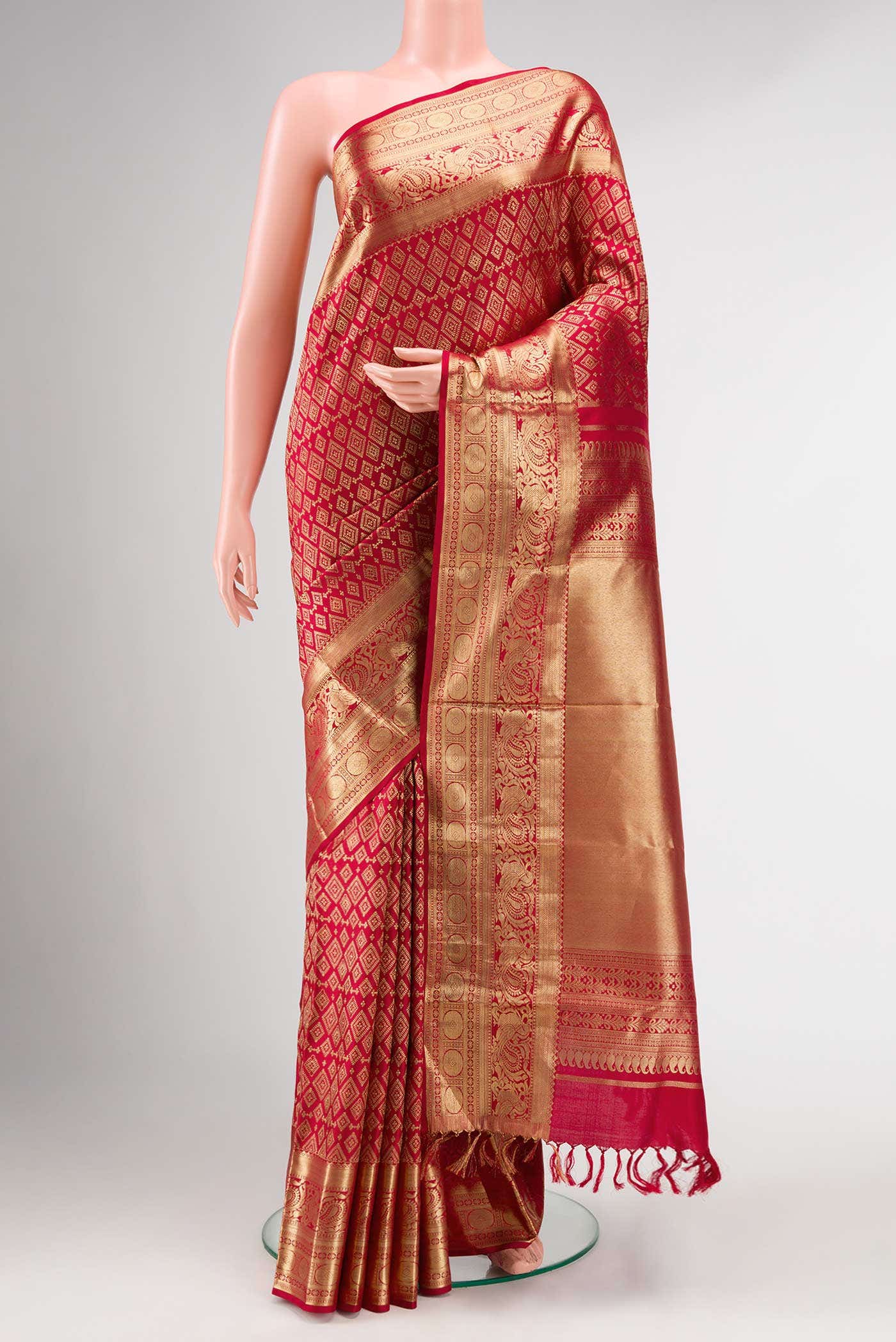 Red Dual Tone Kanchipuram Silk Saree