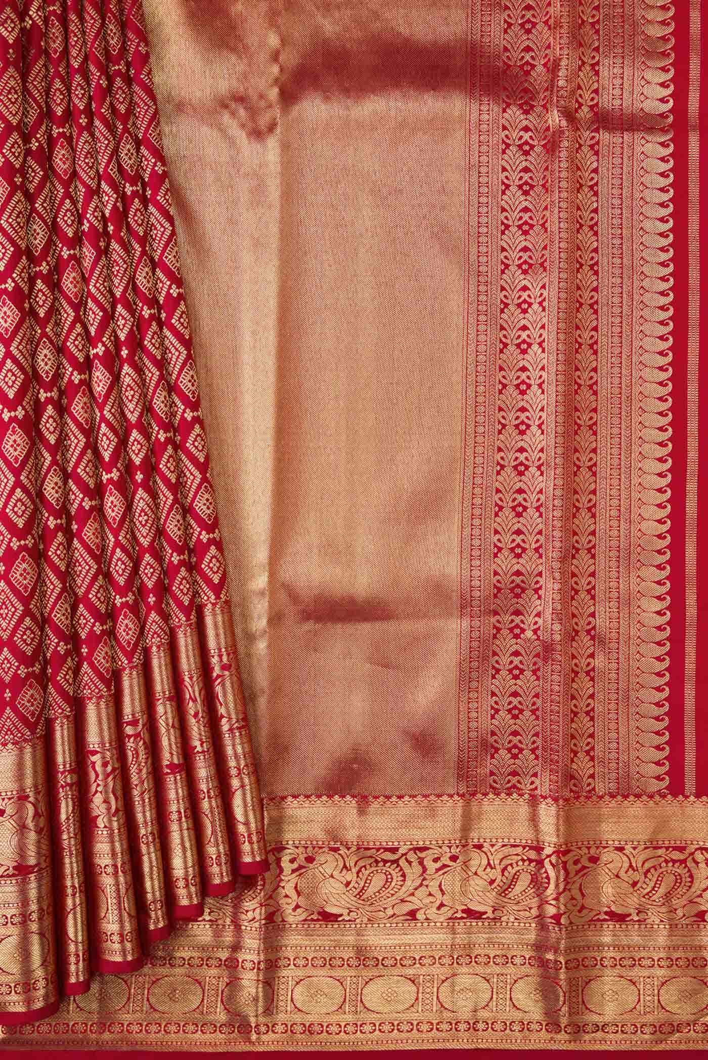 Red Dual Tone Kanchipuram Silk Saree
