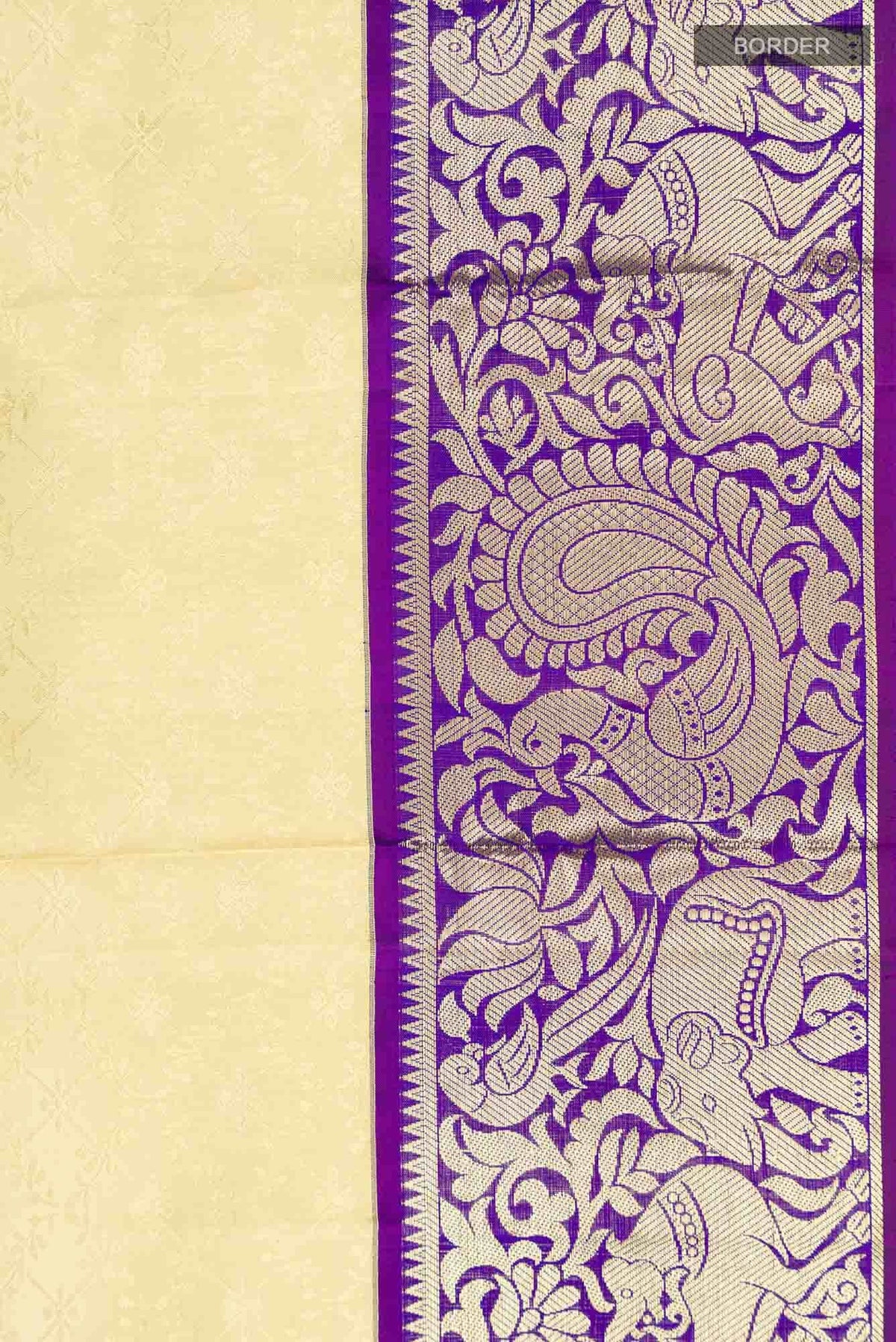 Cream Kanjivaram Silk Saree