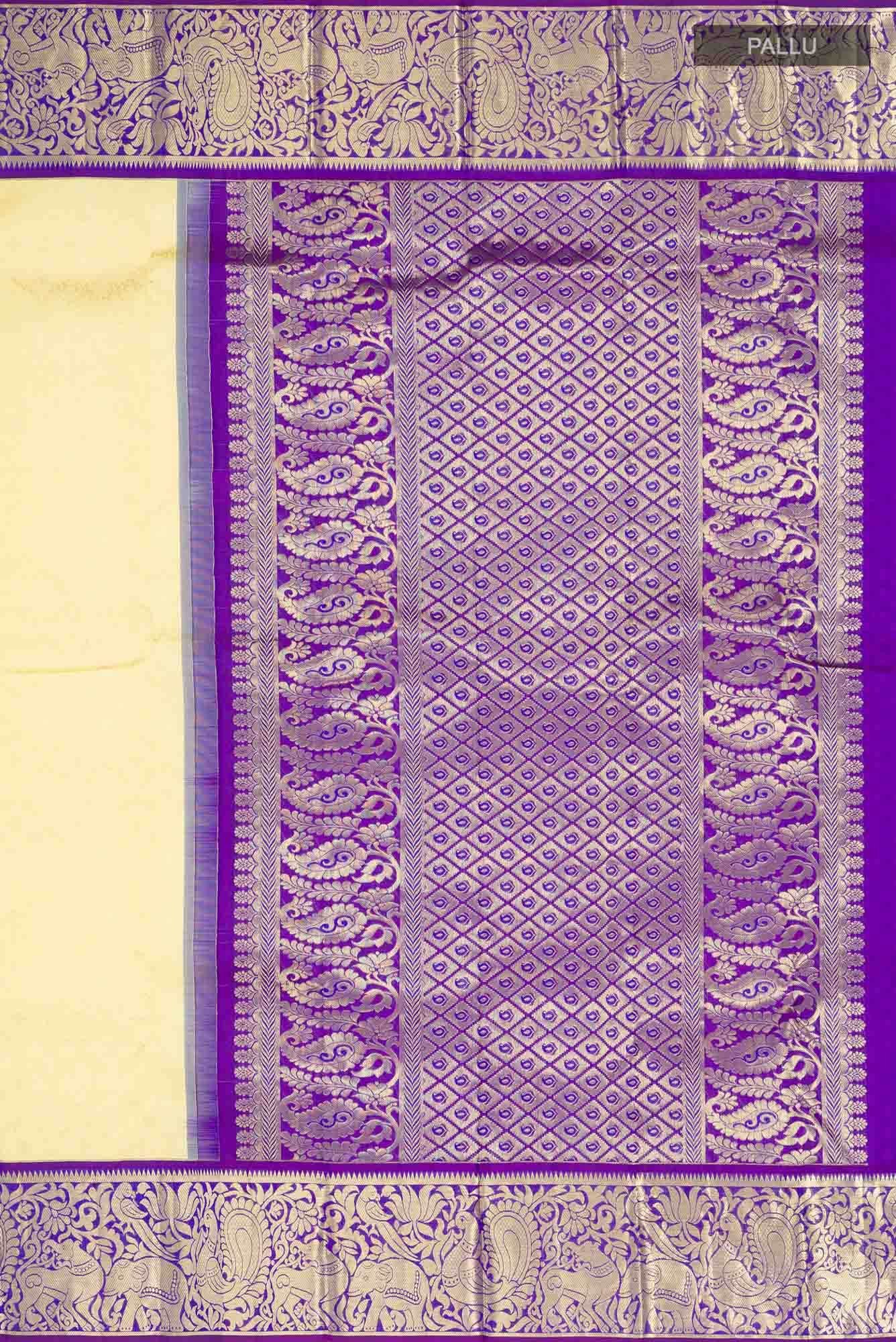 Cream Kanjivaram Silk Saree