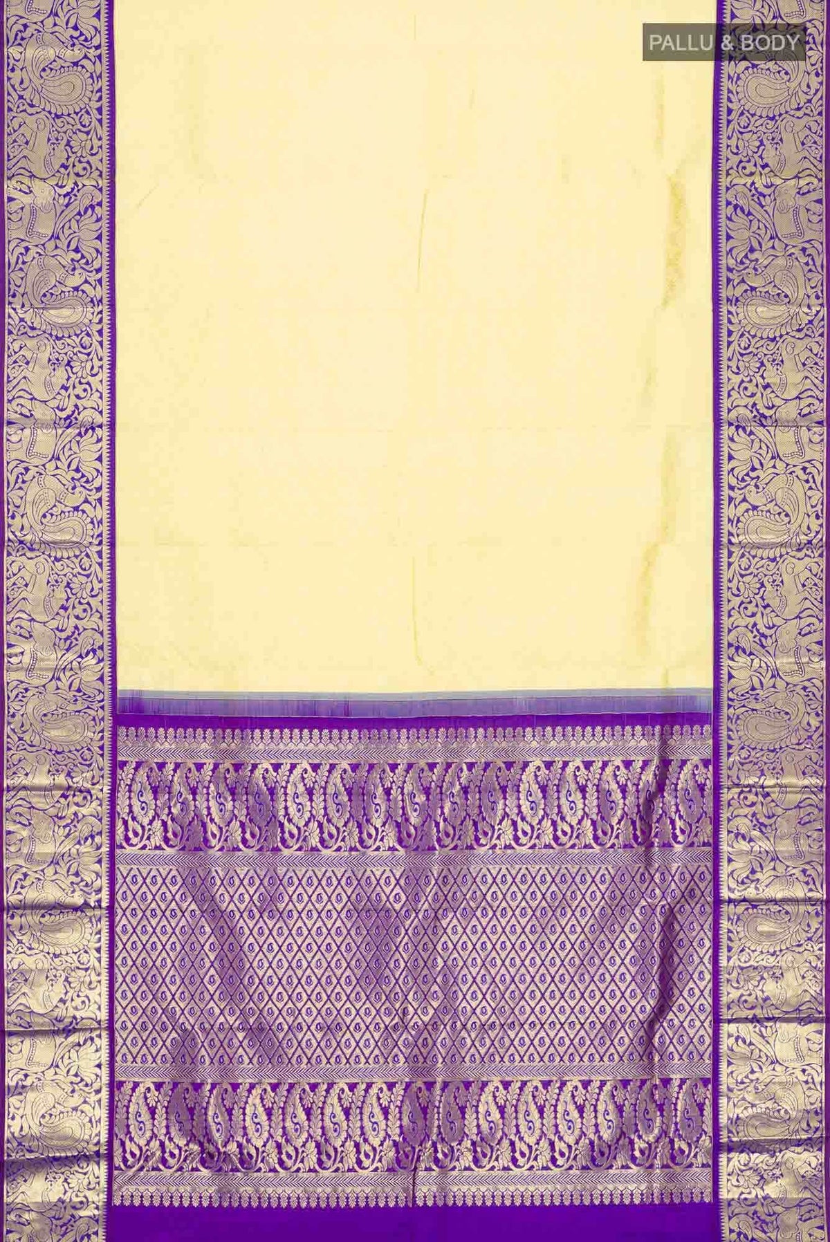 Cream Kanjivaram Silk Saree