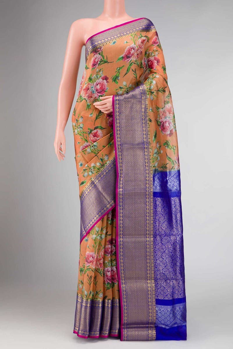 Mustard Dual Tone Tussar Silk Saree