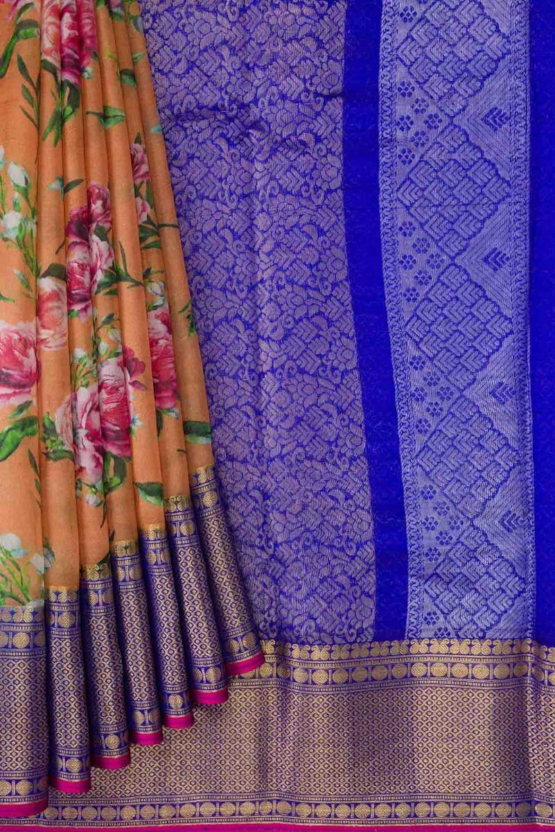 Mustard Dual Tone Tussar Silk Saree