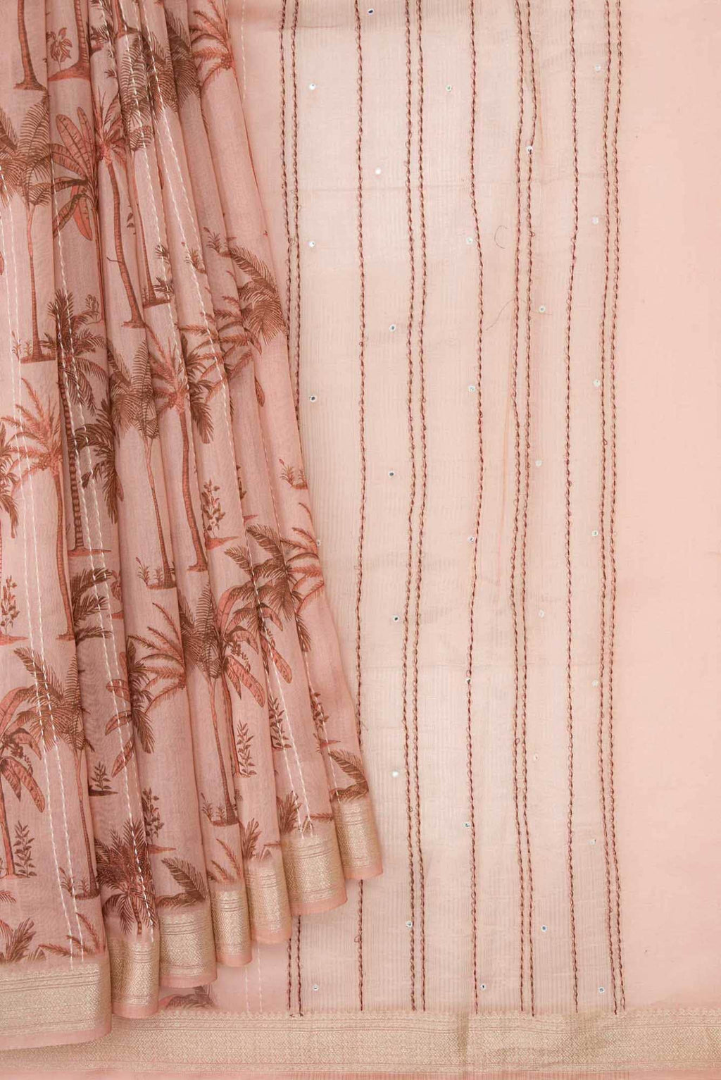 Pink Dual Tone Blended Chanderi Silk Cotton Saree