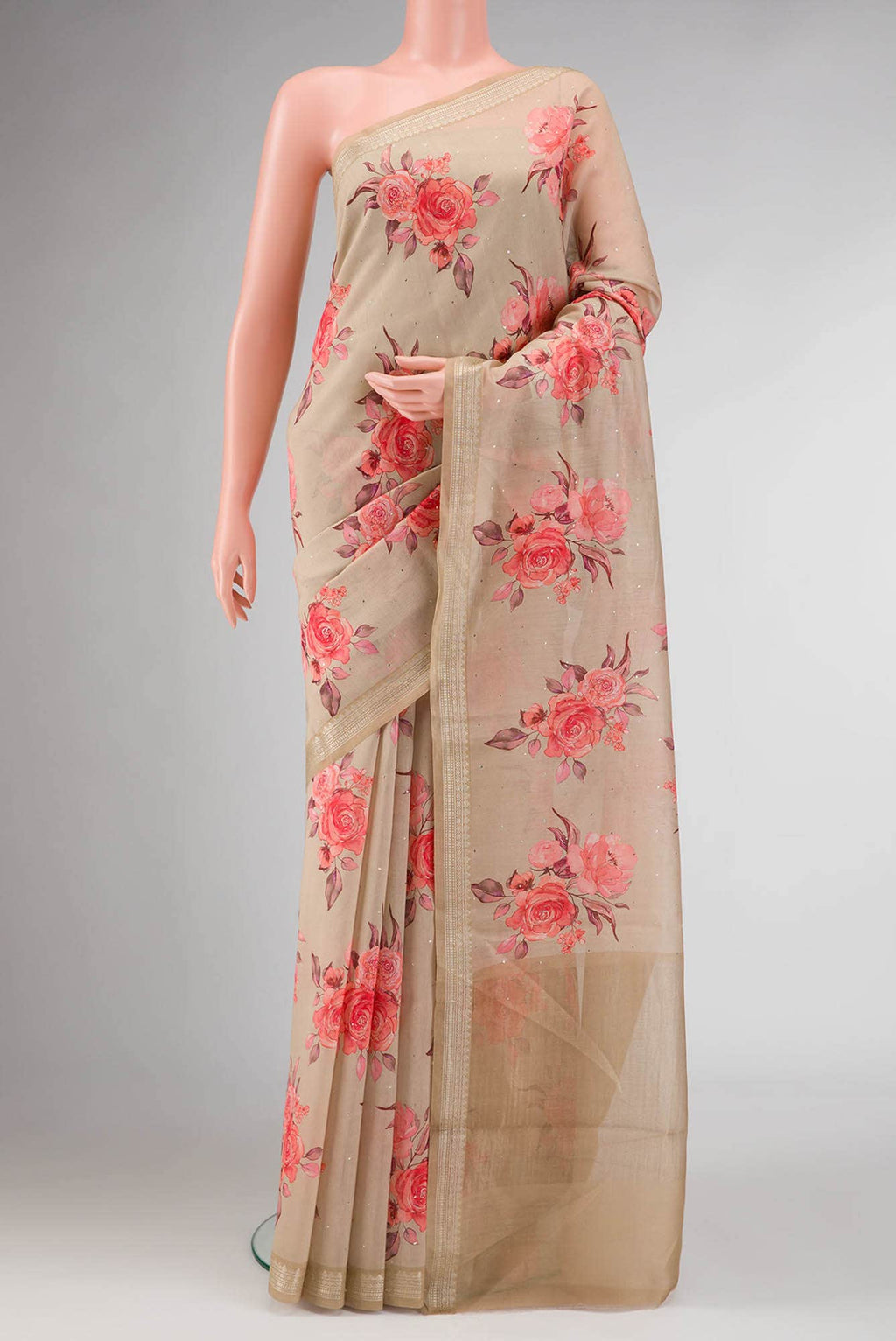 Beige Dual Tone Chanderi Silk Saree