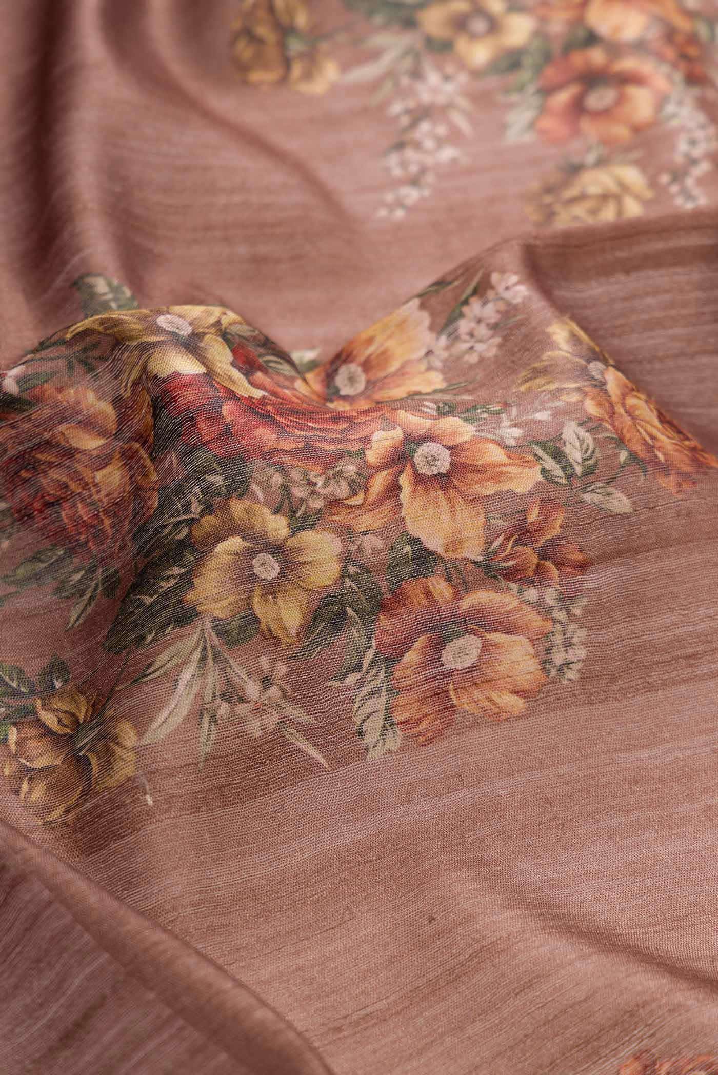 Brown Tussar Silk Saree