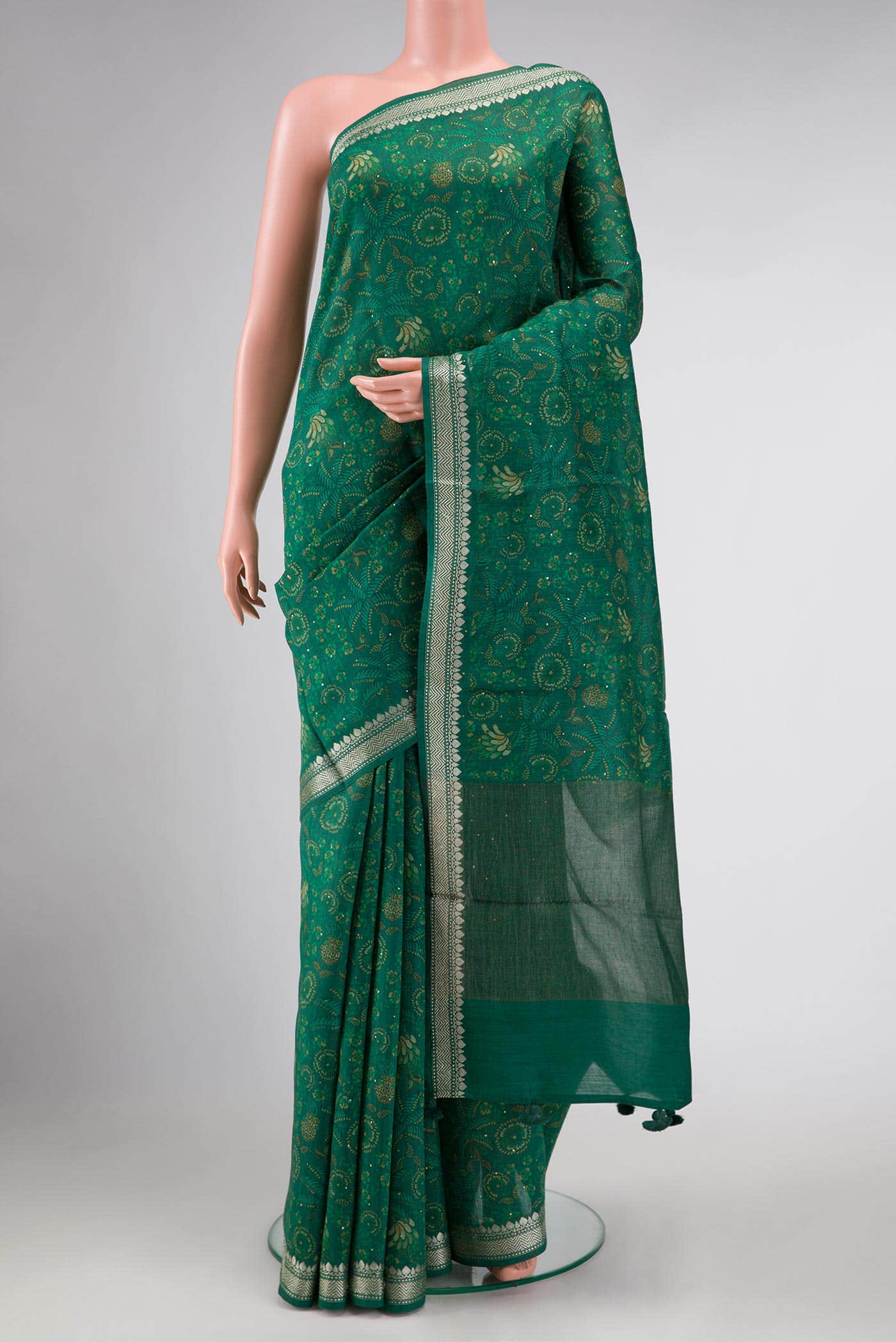 Green Tussar Silk Saree