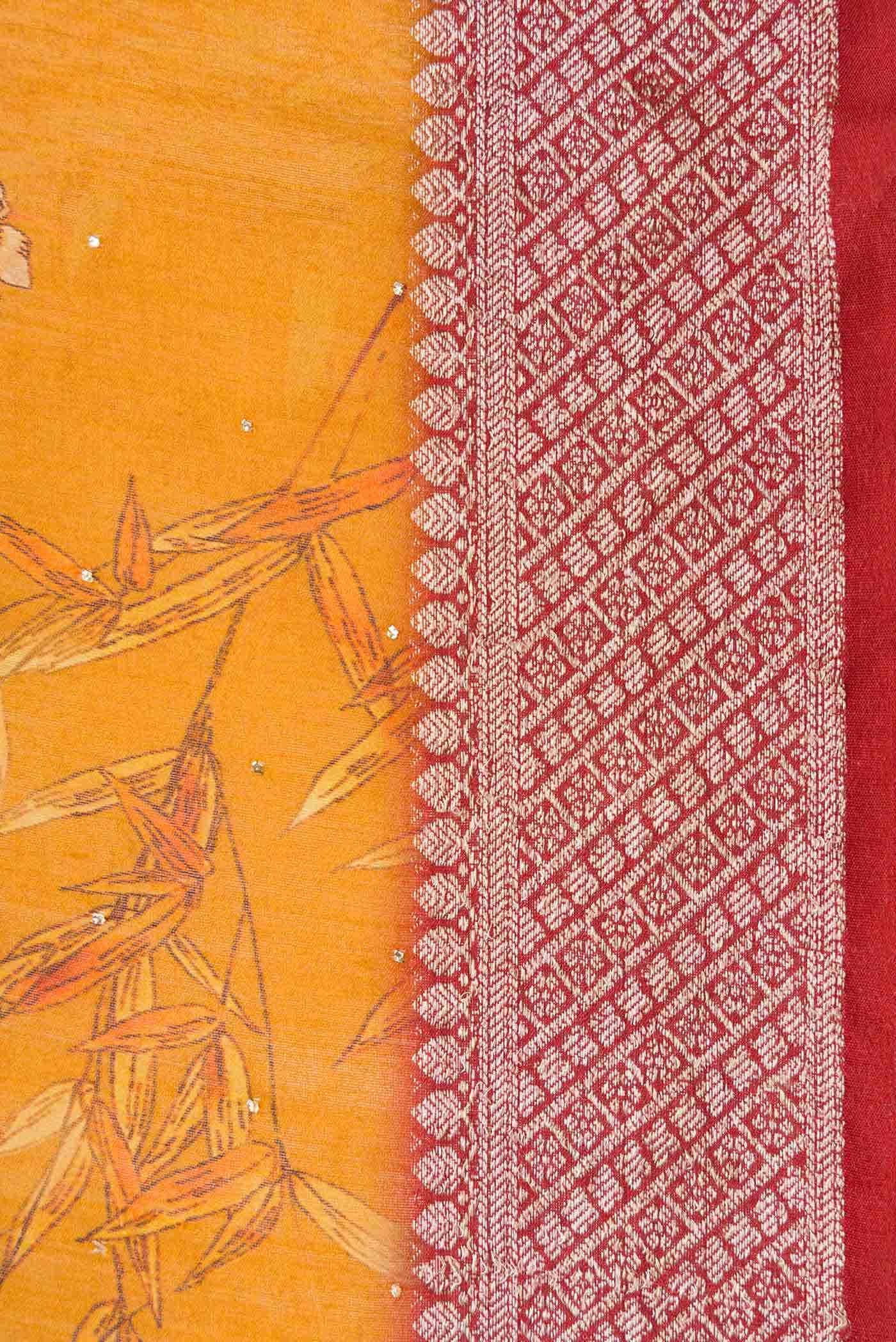 Mustard Tussar Silk Saree