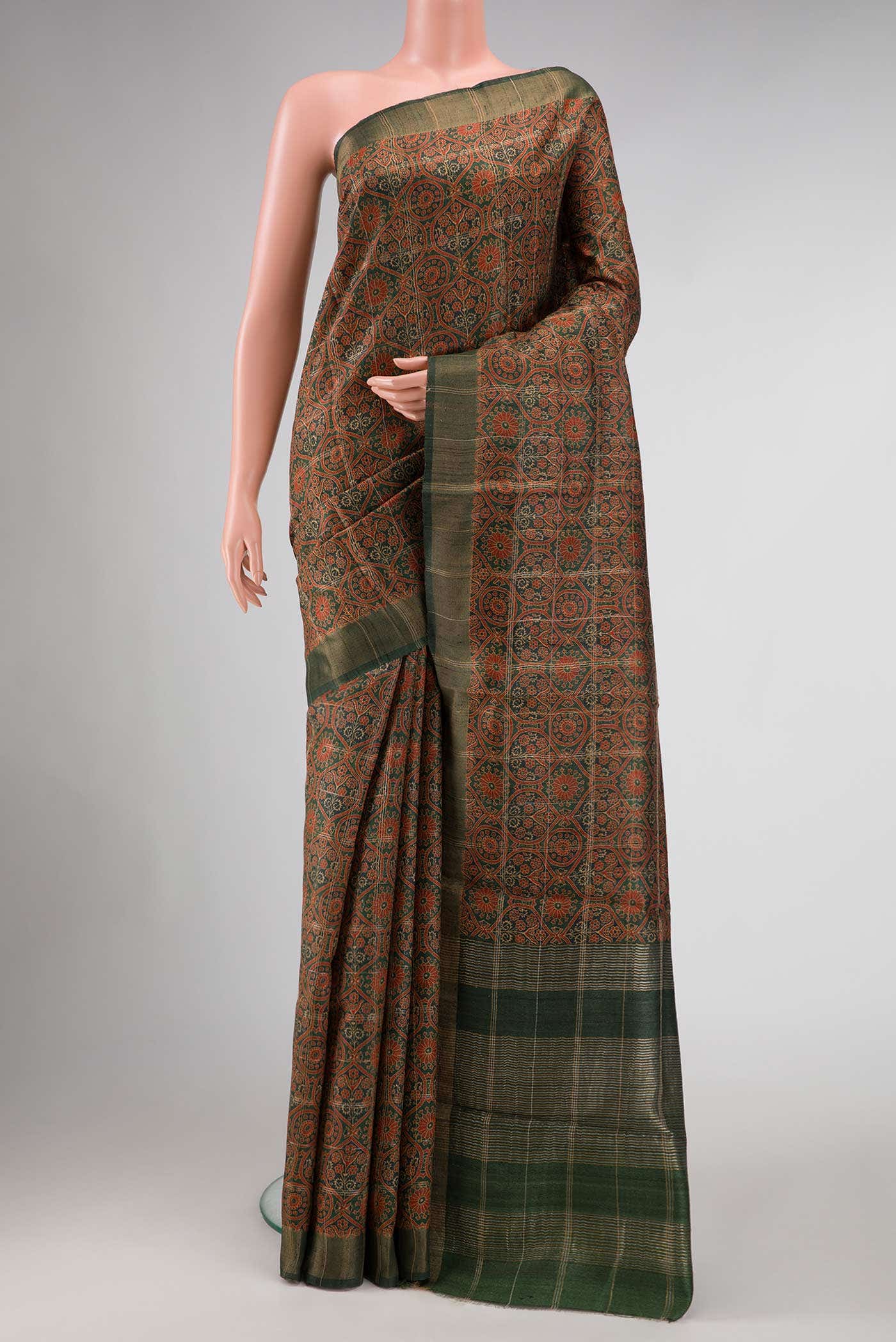 Green Tussar Silk Saree