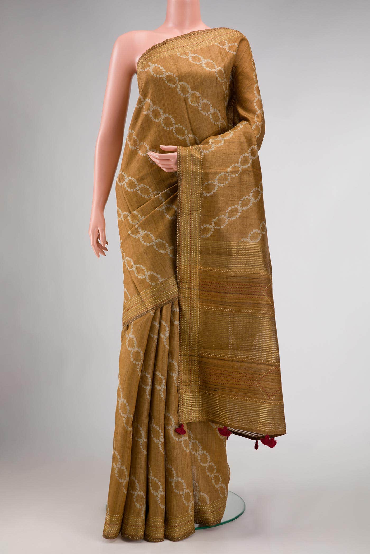 Mustard Tussar Silk Saree