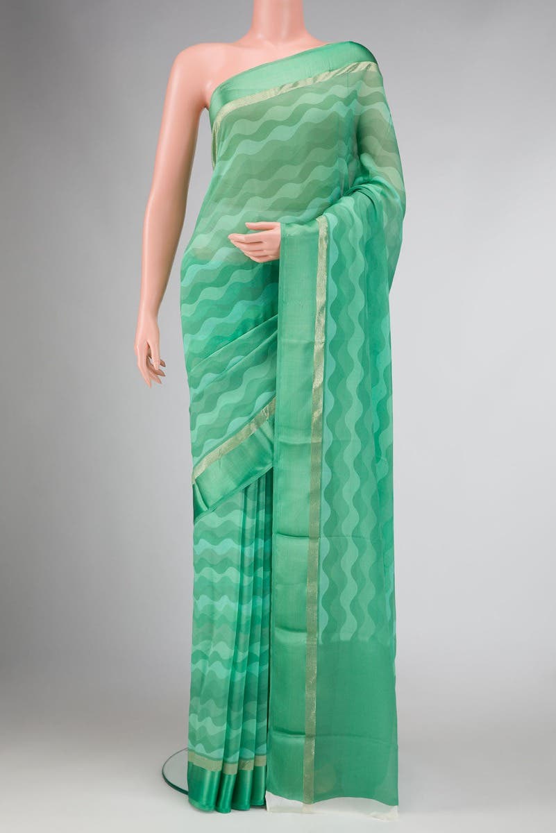 Green Dual Tone Mysore Georgette Saree