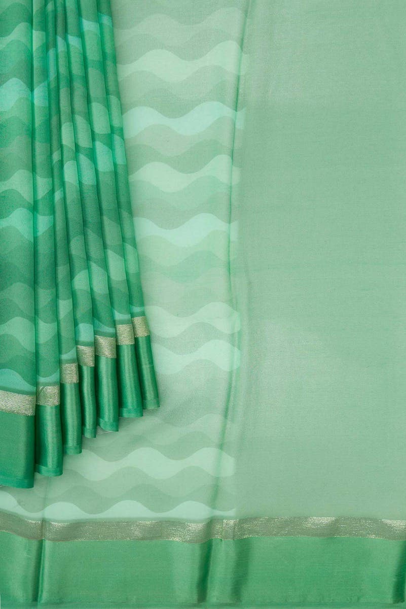 Green Dual Tone Mysore Georgette Saree