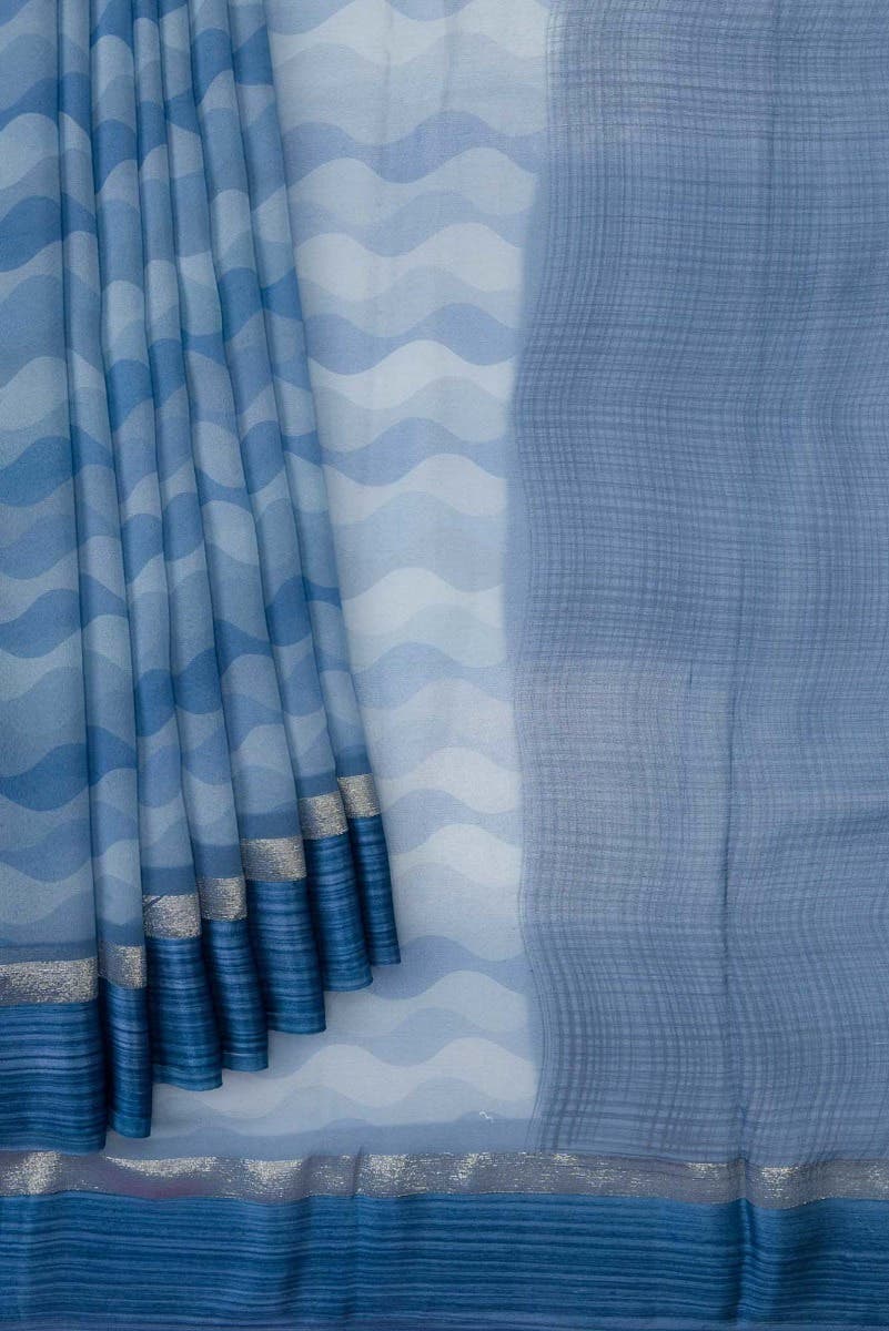 Blue Dual Tone Mysore Georgette Saree
