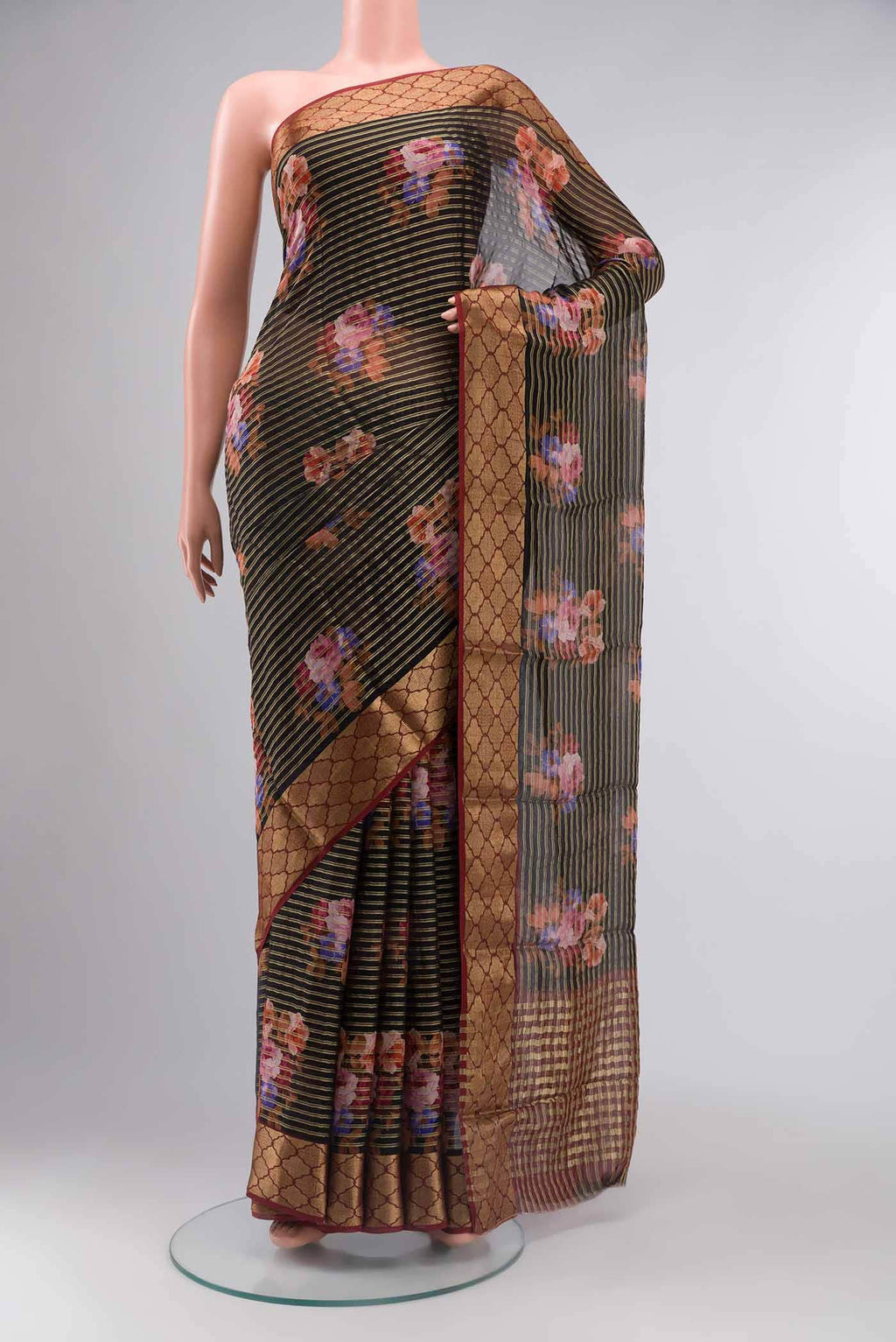 Black Mysore Chiffon Saree
