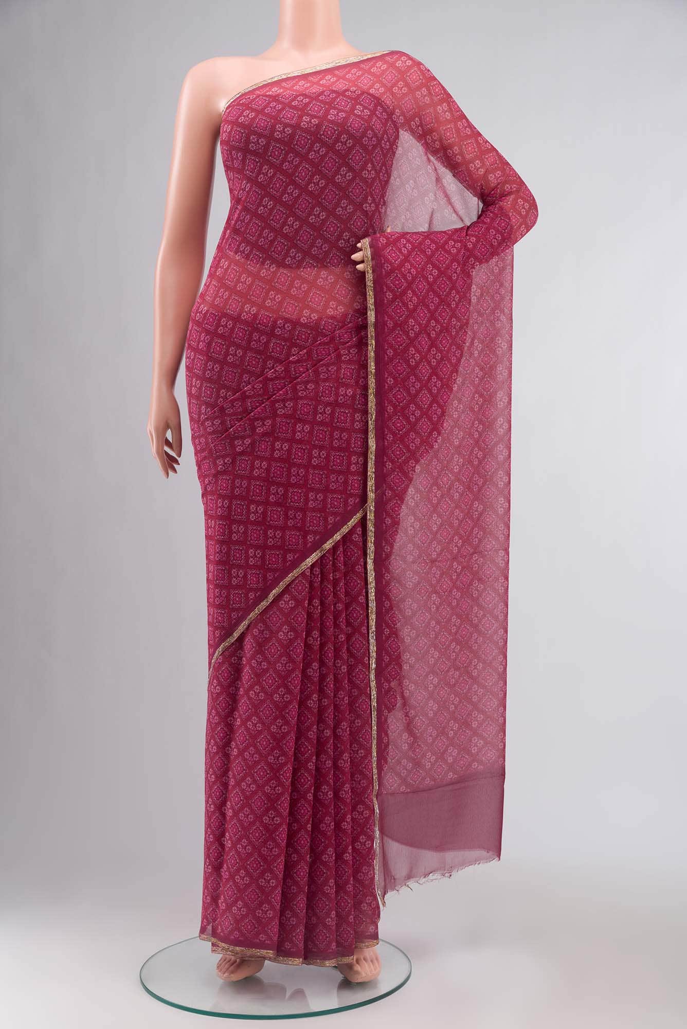 Pink Mysore Chiffon Saree