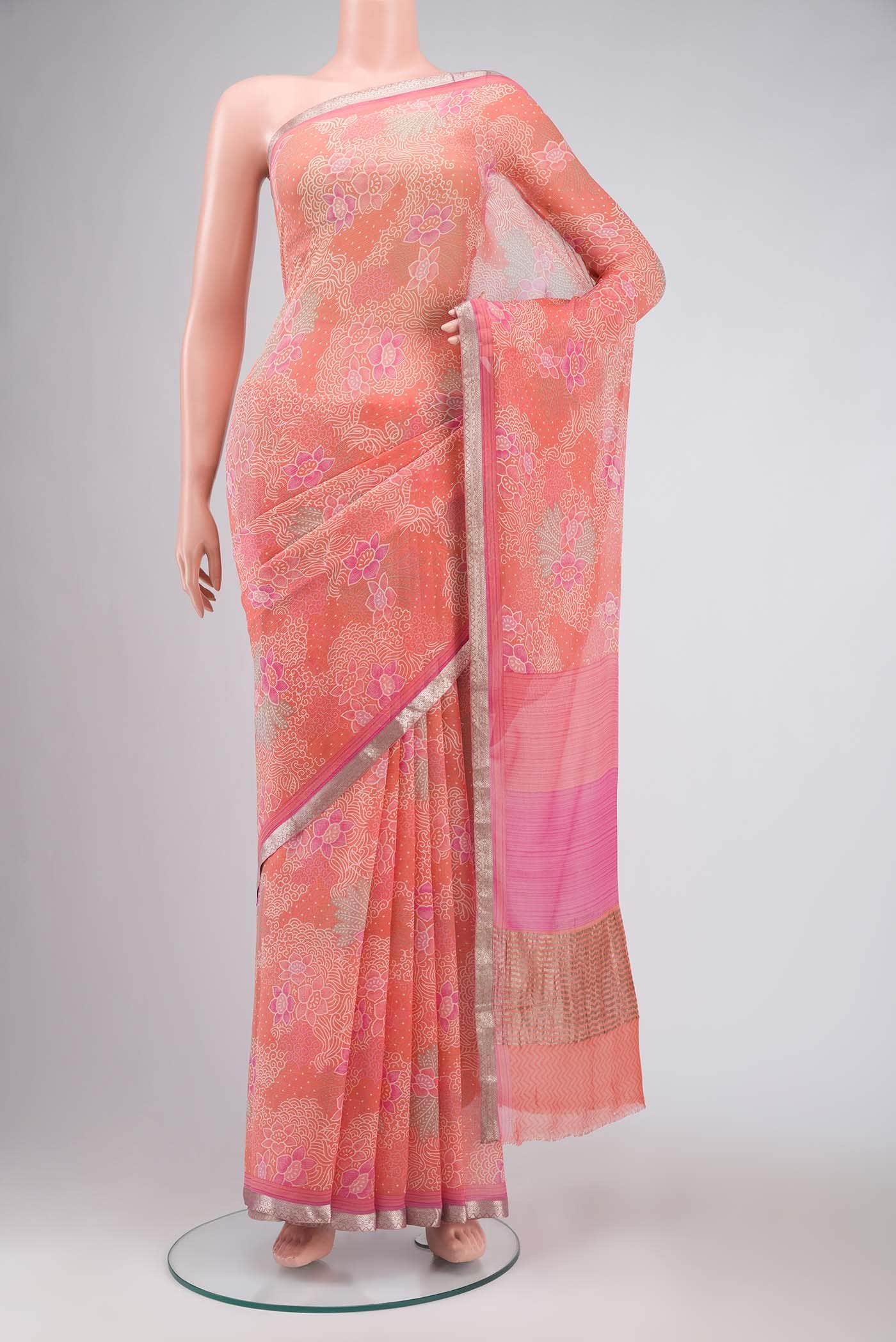 Coral Mysore Chiffon Saree