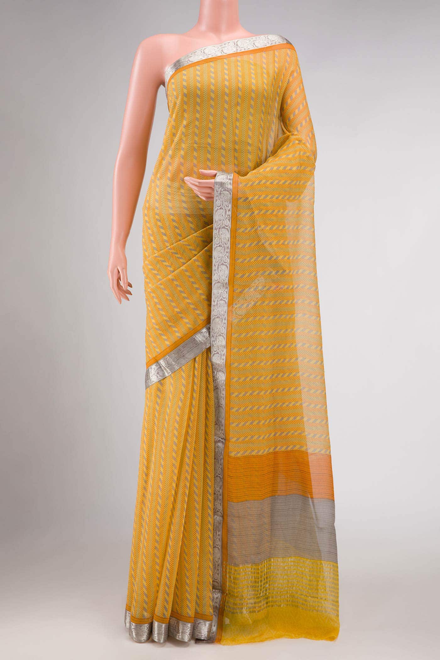 Mustard Dual Tone Mysore Chiffon Saree