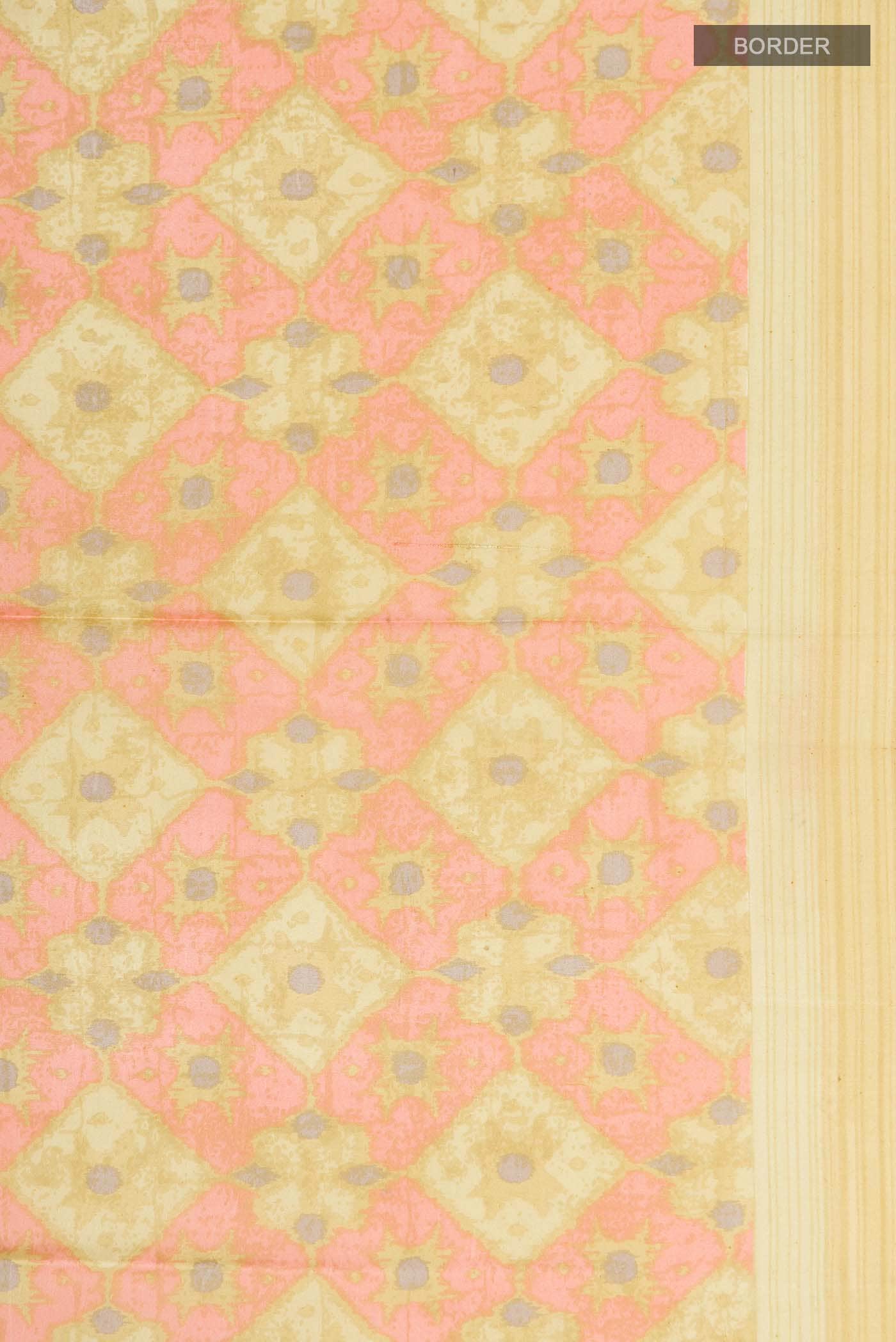 Yellow Printed Silk Saree