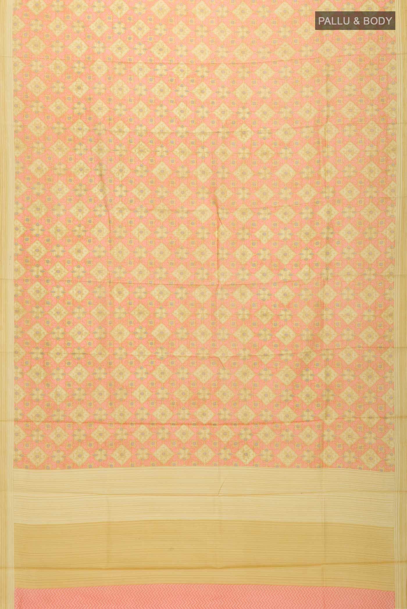 Yellow Printed Silk Saree