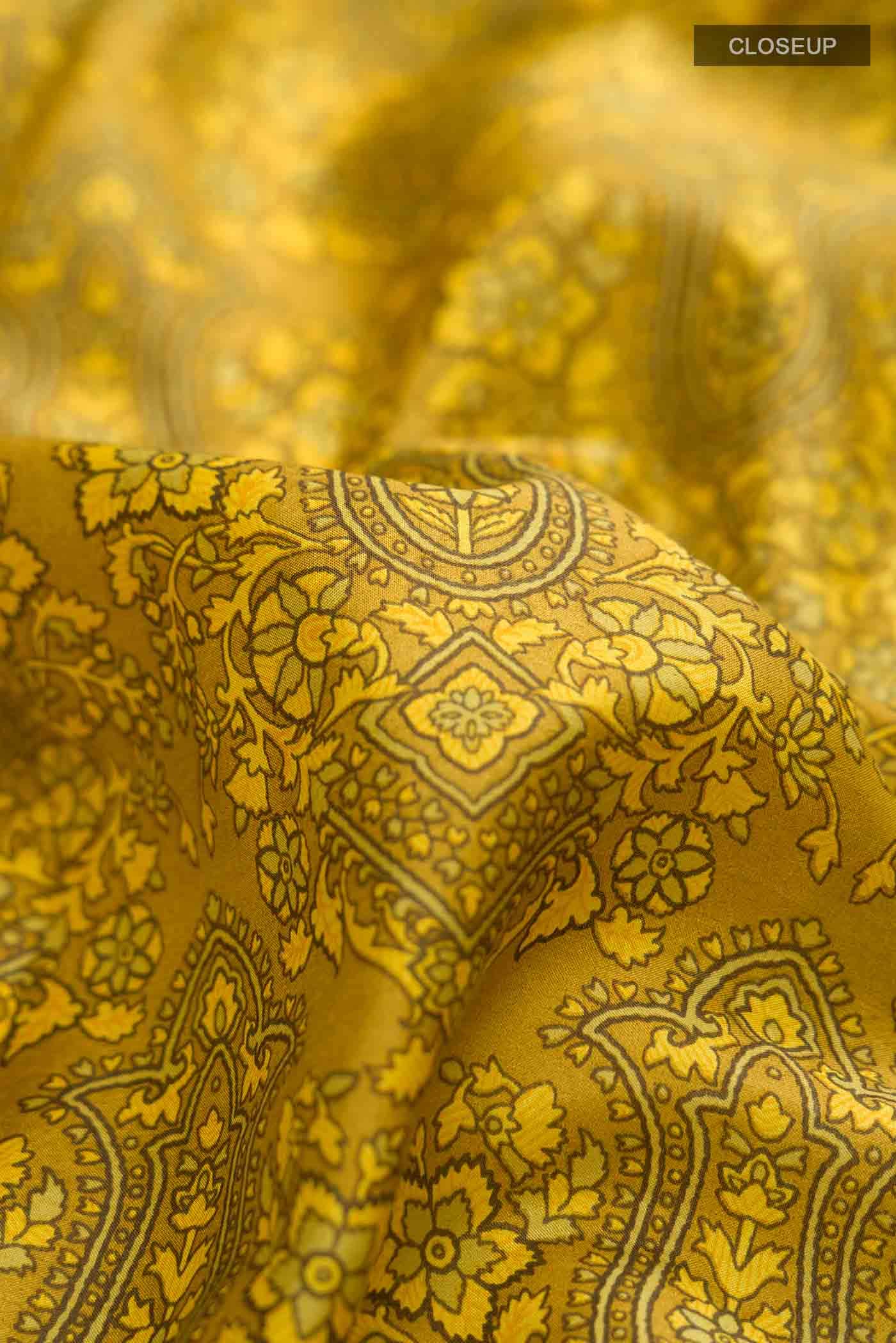 Green Printed Silk Saree