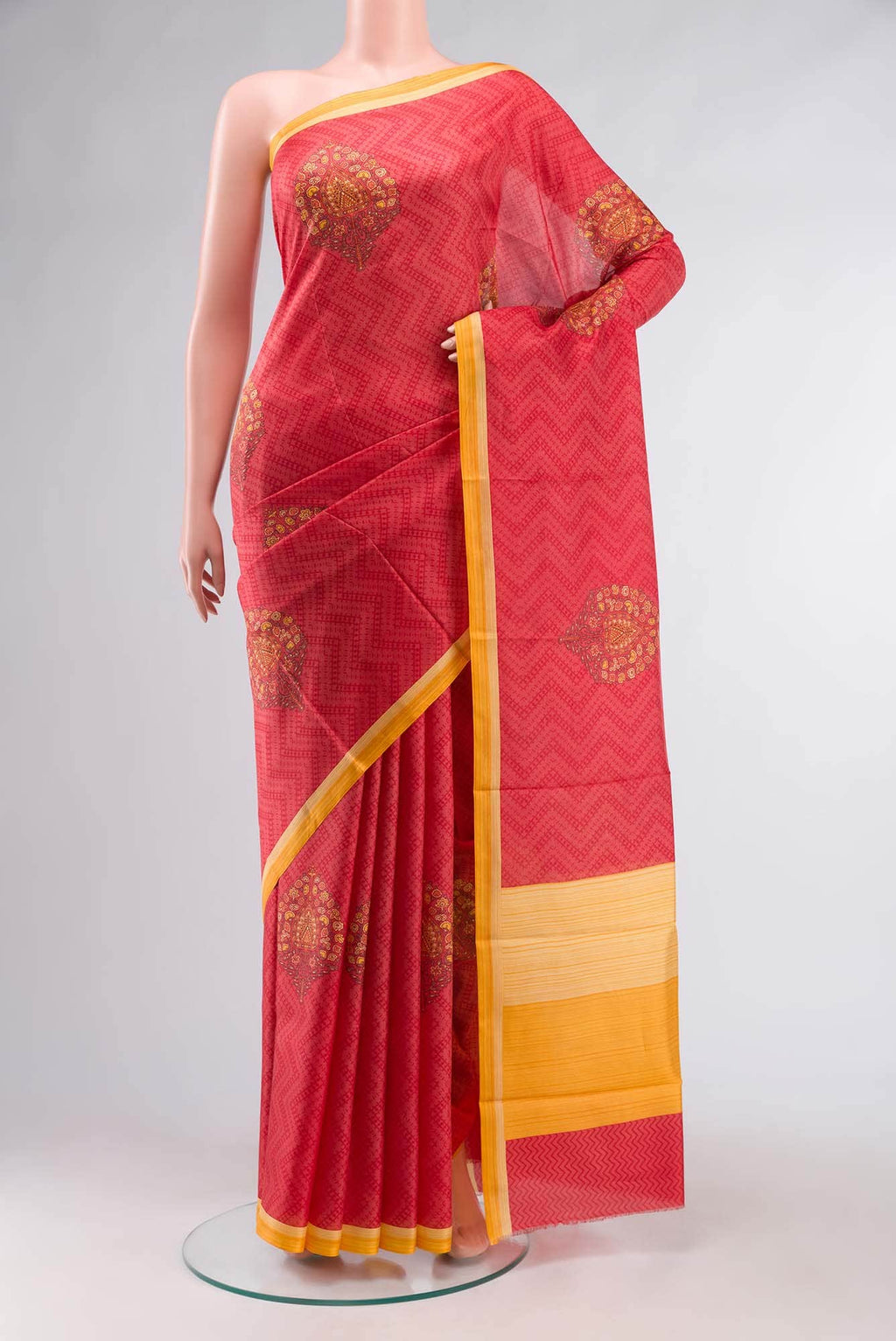 Red Printed Silk Saree