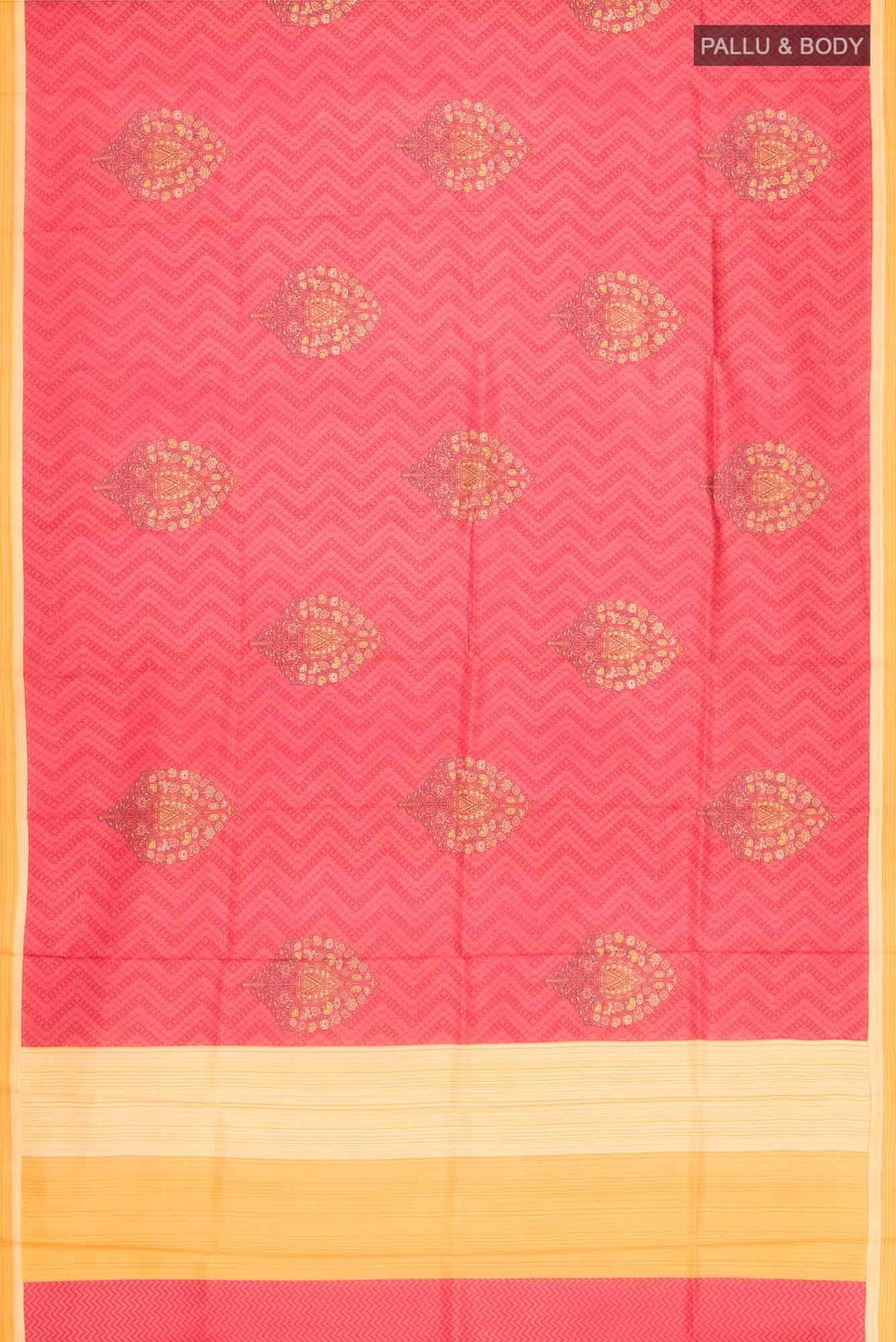 Red Printed Silk Saree