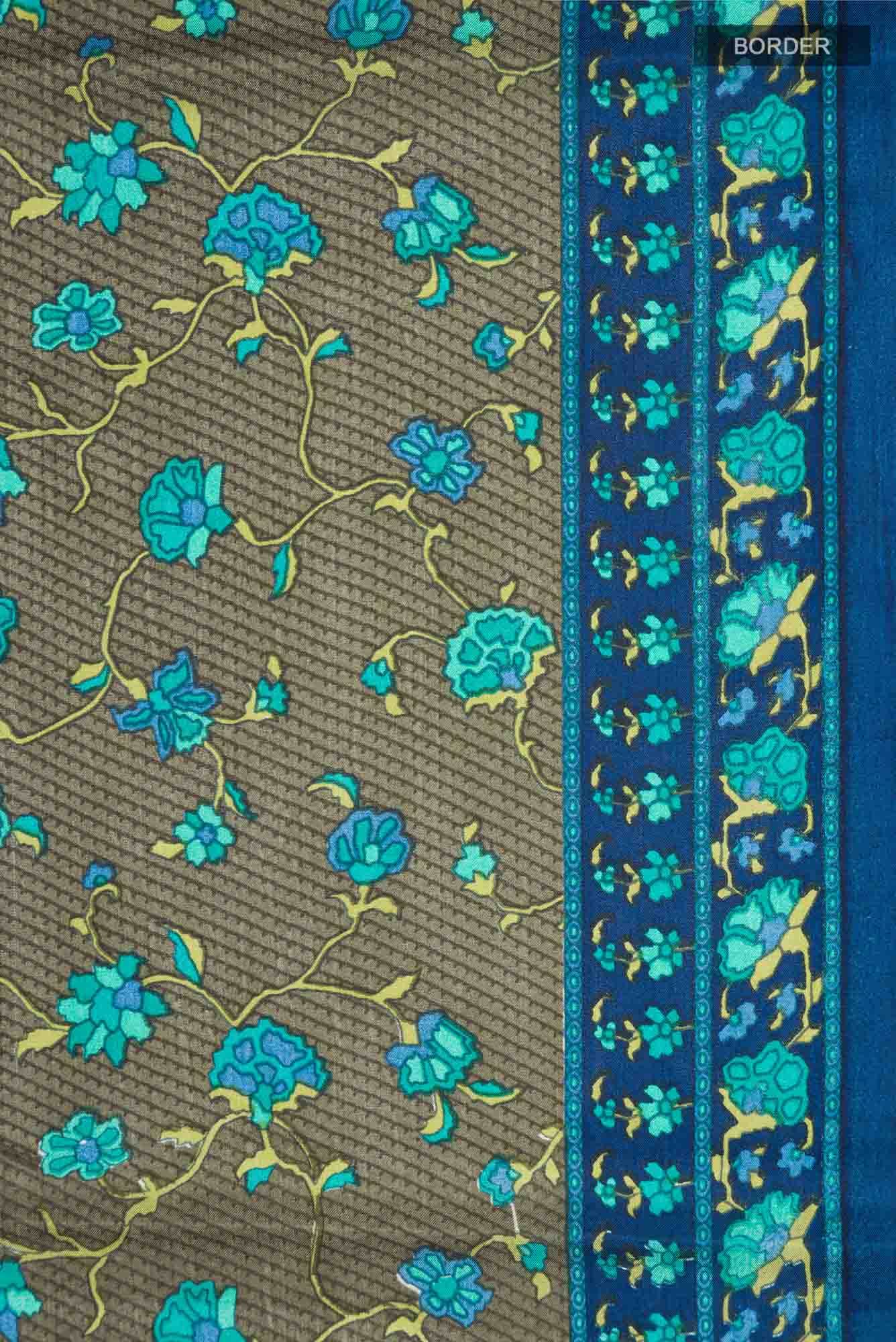 Green Printed Silk Saree