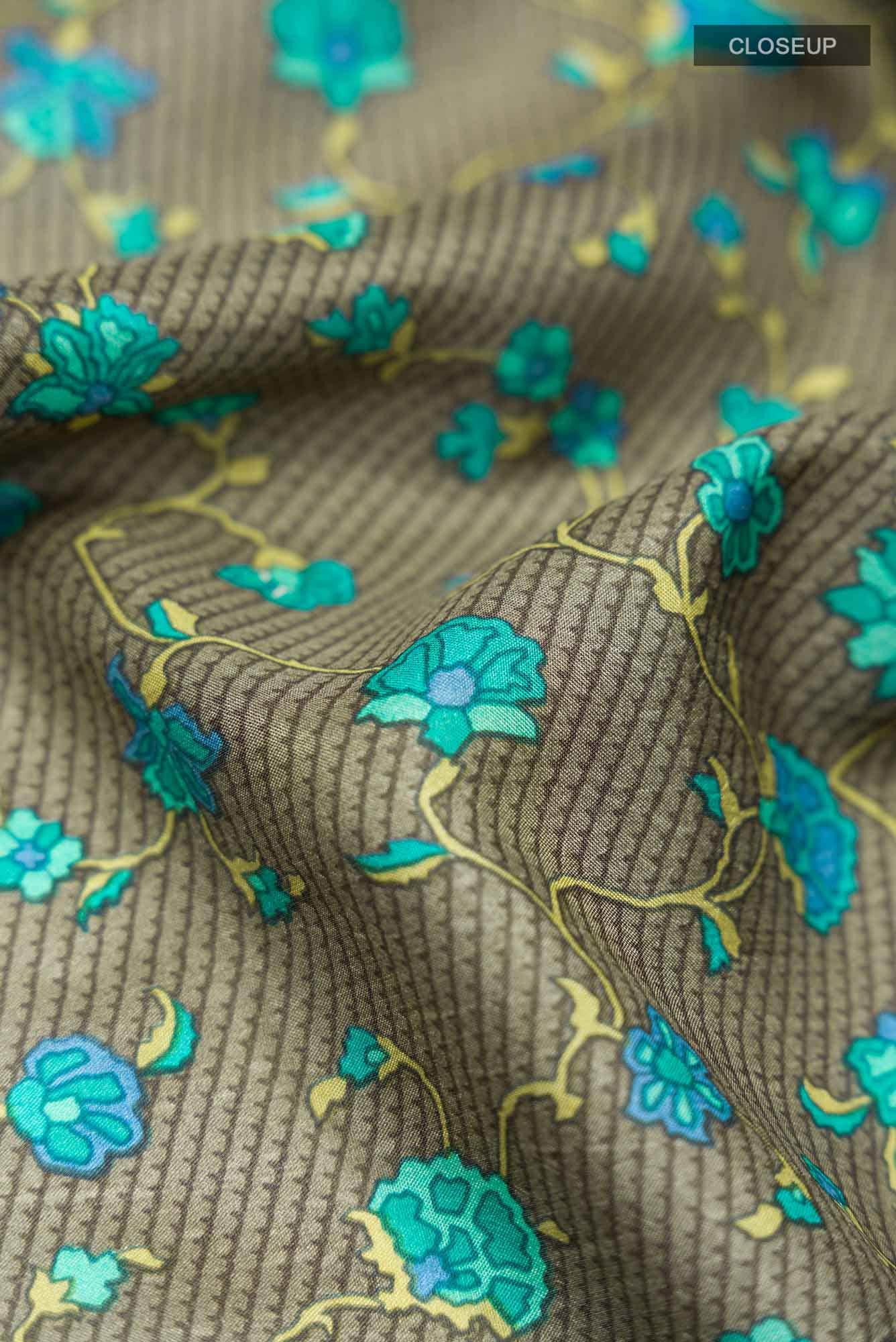 Green Printed Silk Saree