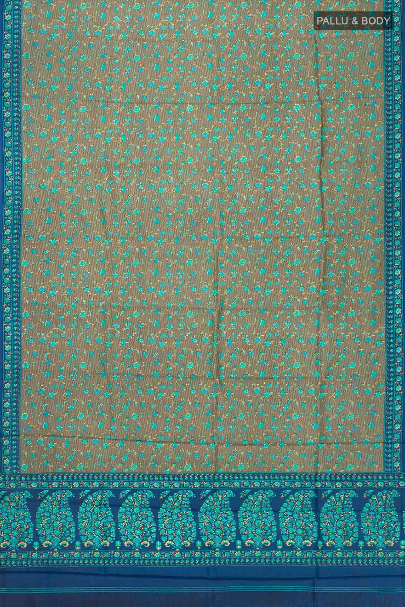 Green Printed Silk Saree