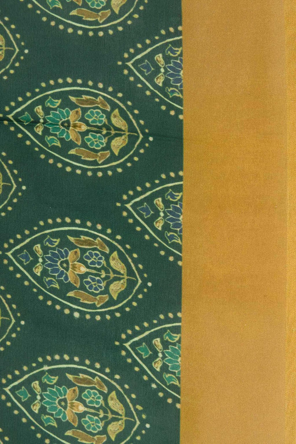 Green Printed Silk Saree