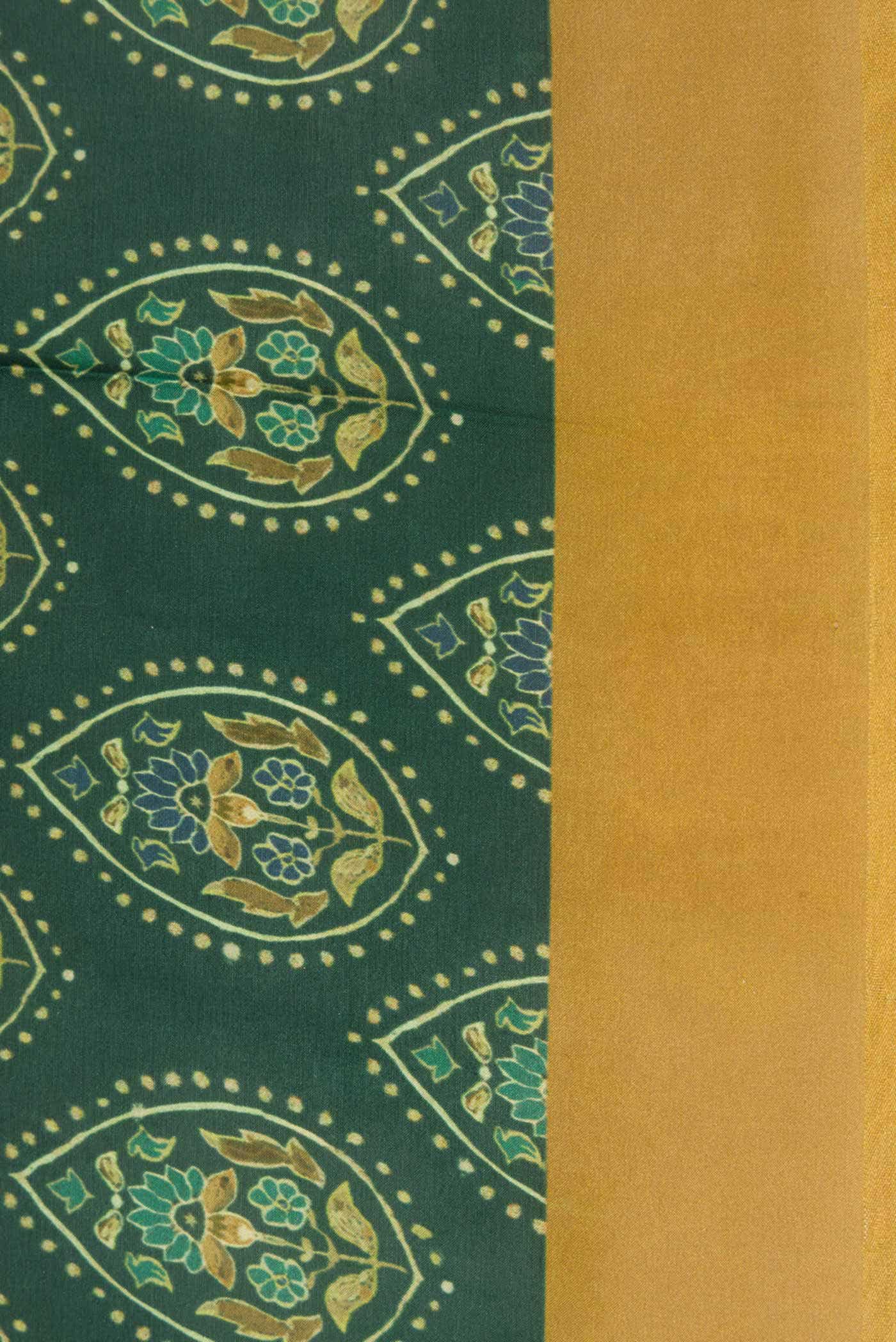 Green Printed Silk Saree