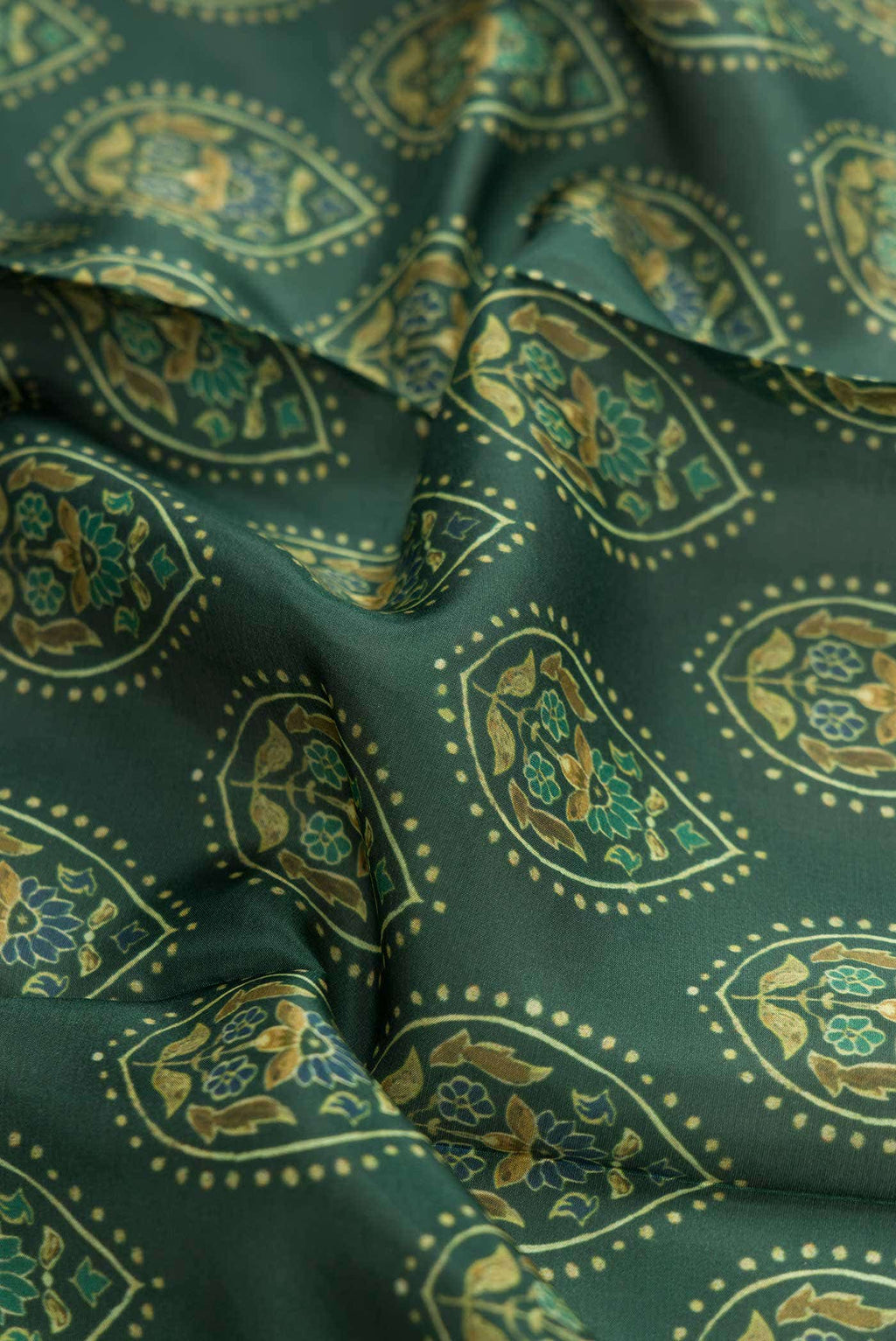 Green Printed Silk Saree
