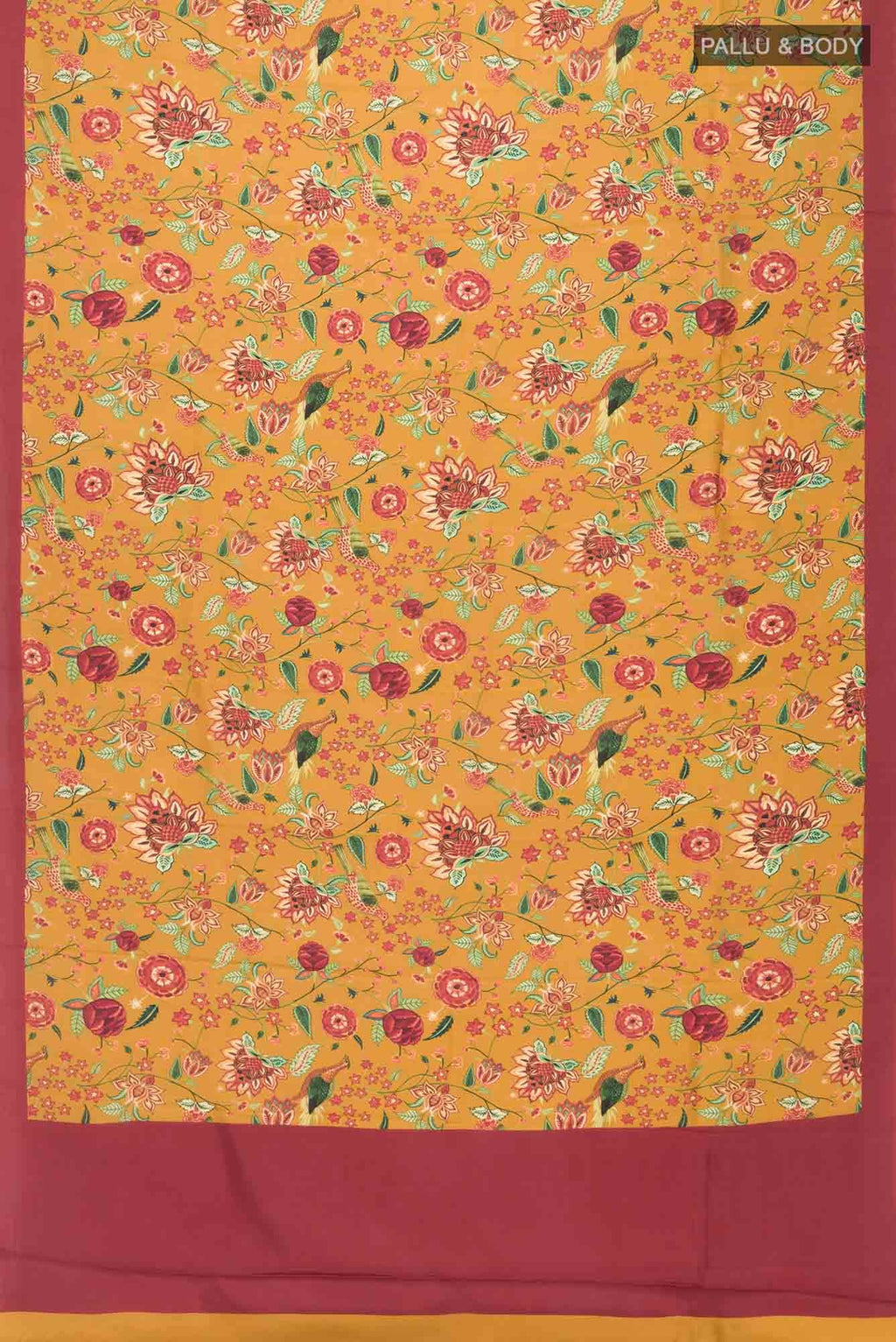 Mustard Printed Silk Saree