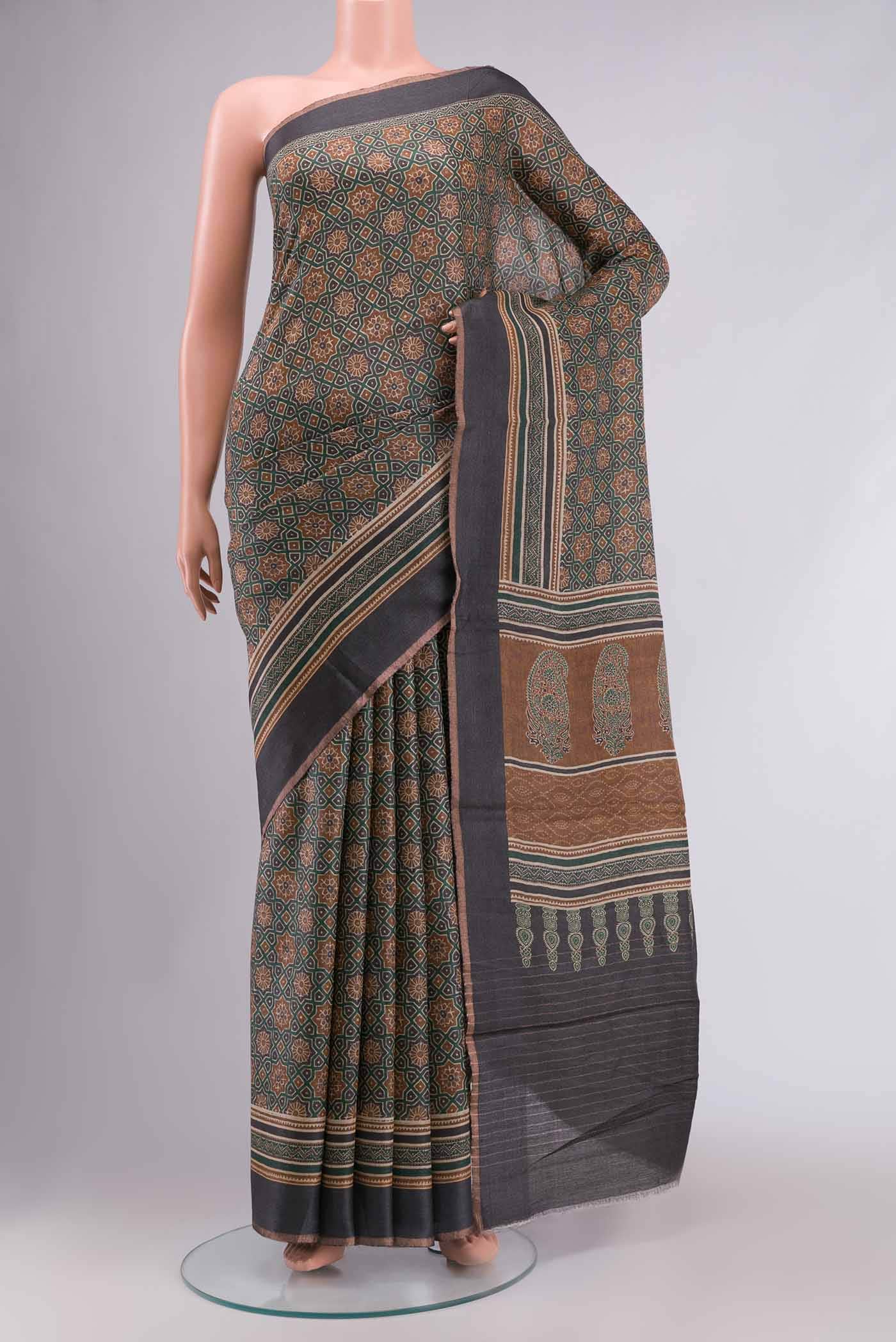 Green Pashmina Silk Saree
