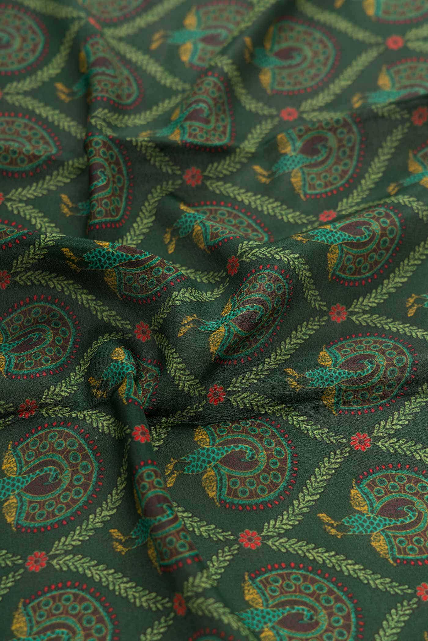 Green Mysore Crepe Saree