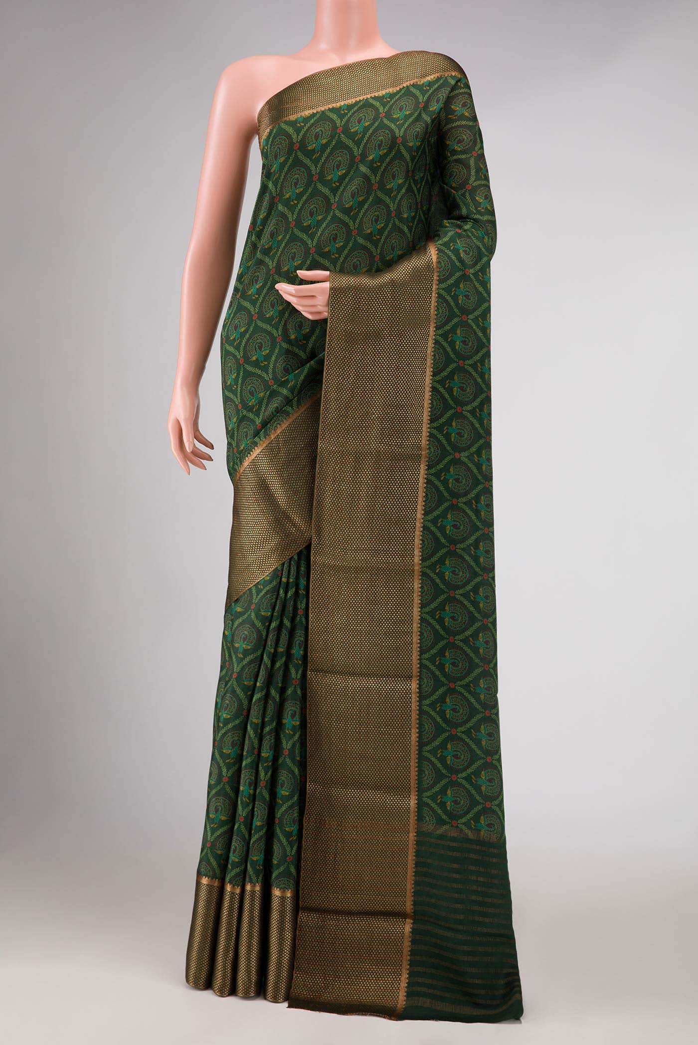Green Mysore Crepe Saree
