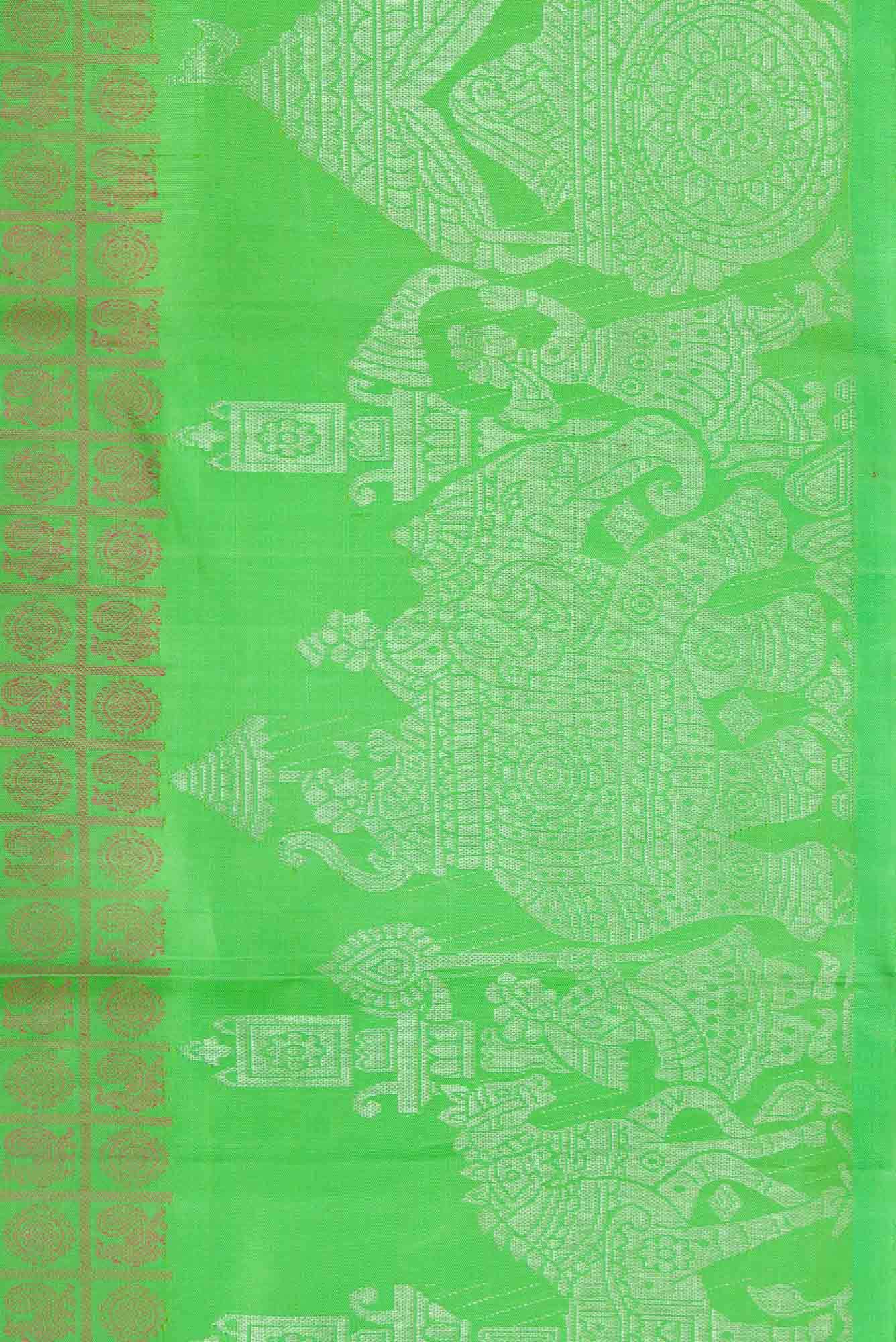 Parrot Green Dual Tone Kanchipuram Silk Saree