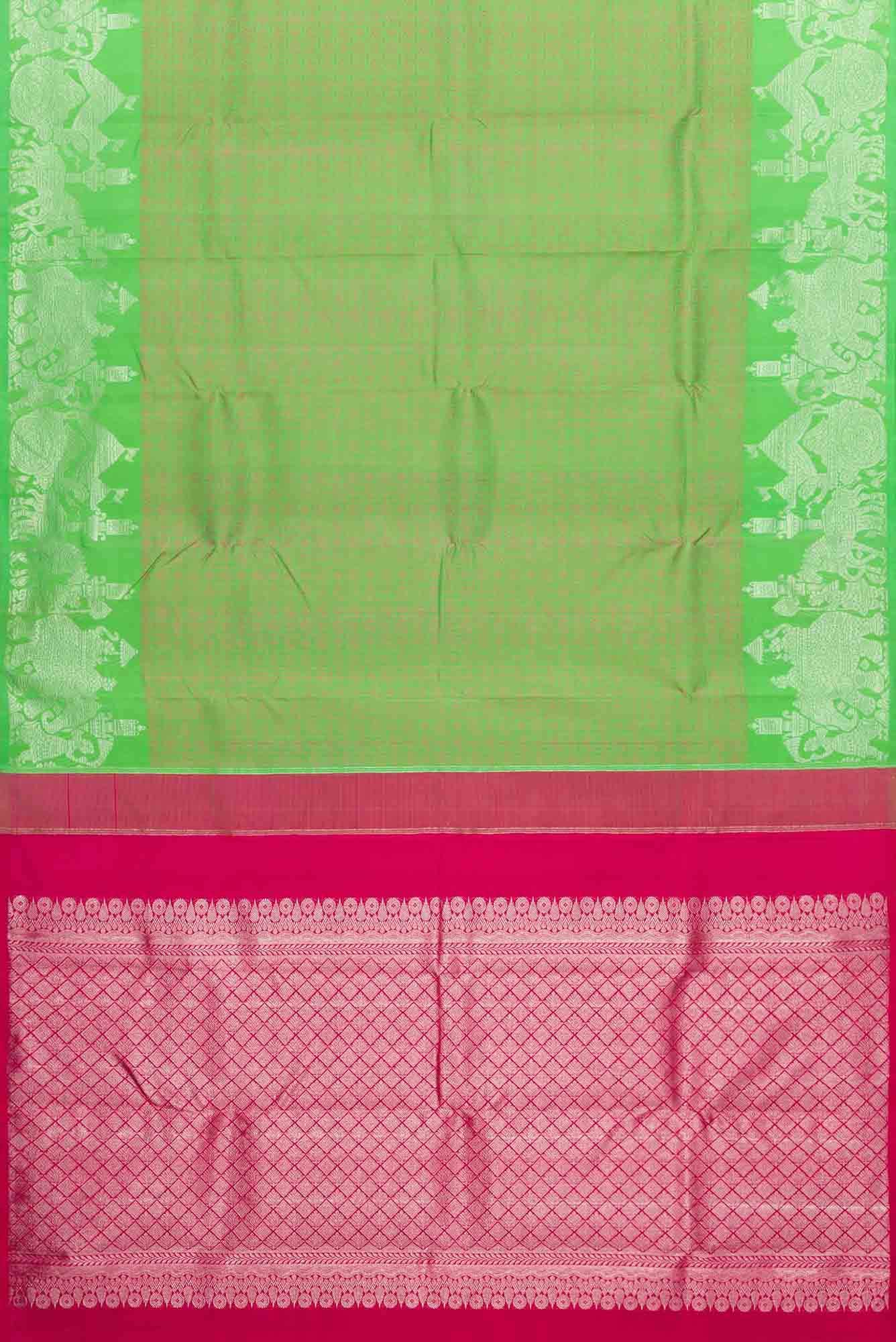 Parrot Green Dual Tone Kanchipuram Silk Saree