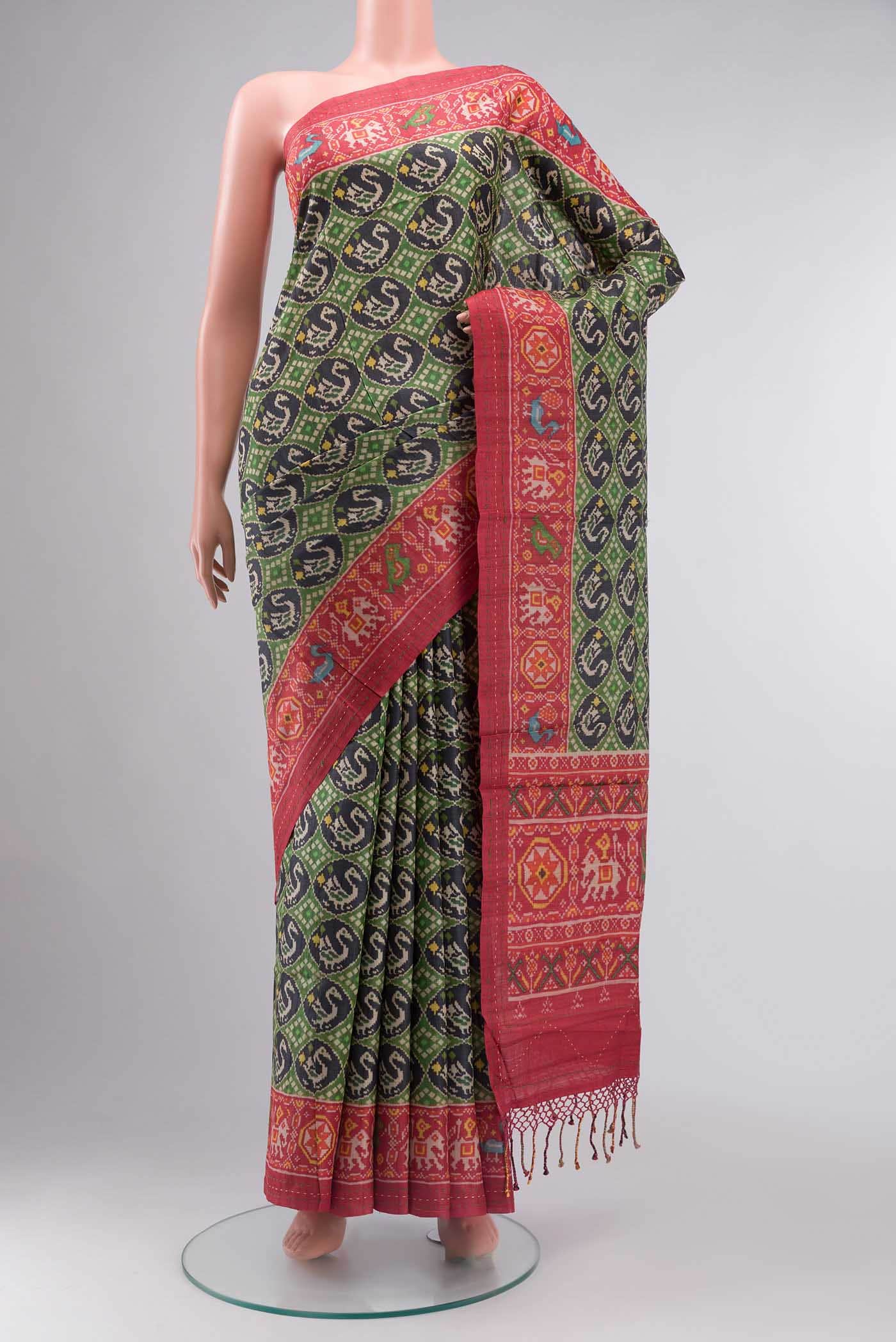 Green Tussar Silk Saree