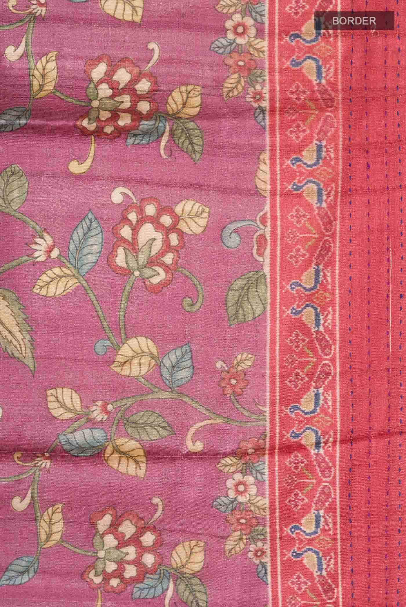 Purple Tussar Silk Saree
