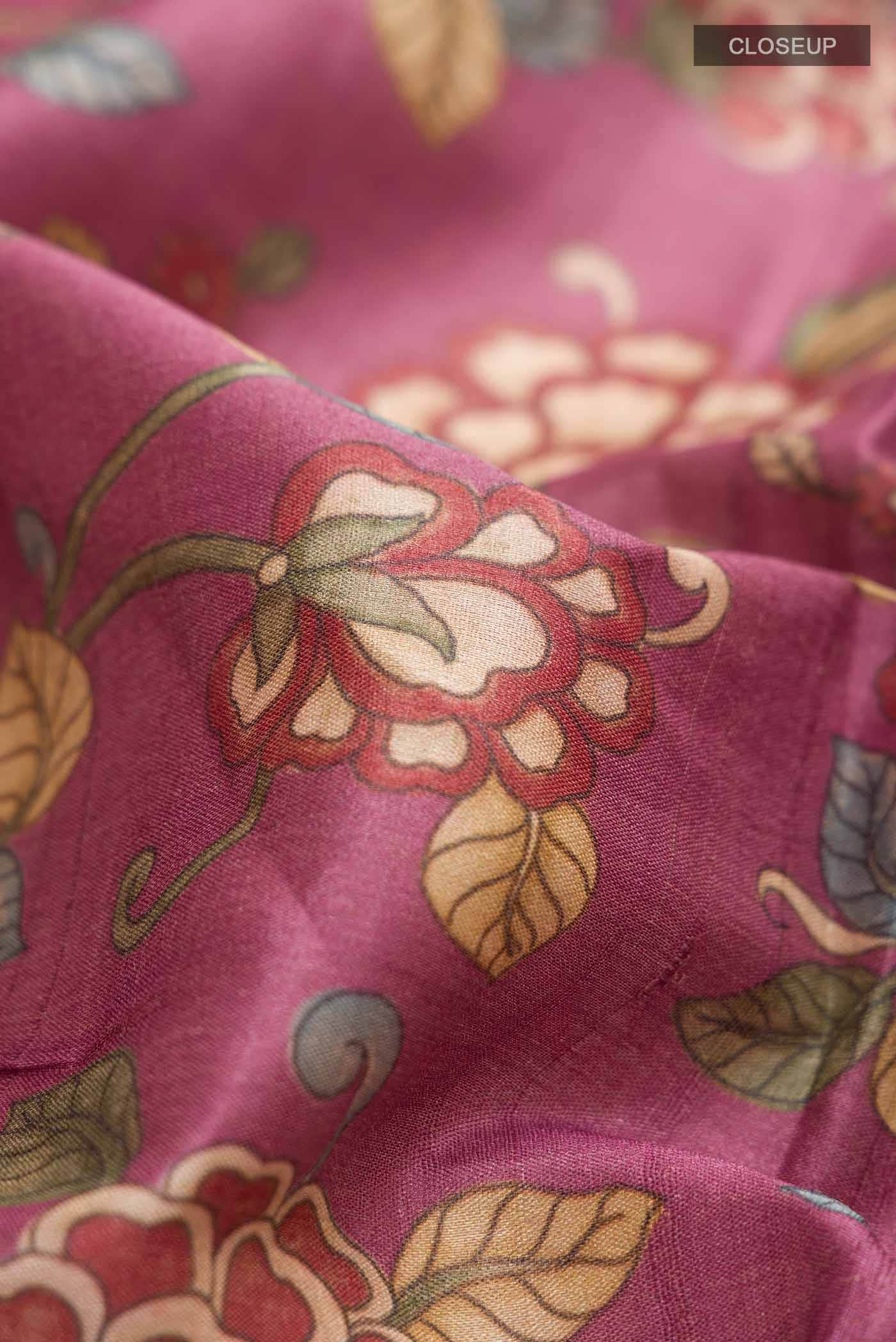 Purple Tussar Silk Saree