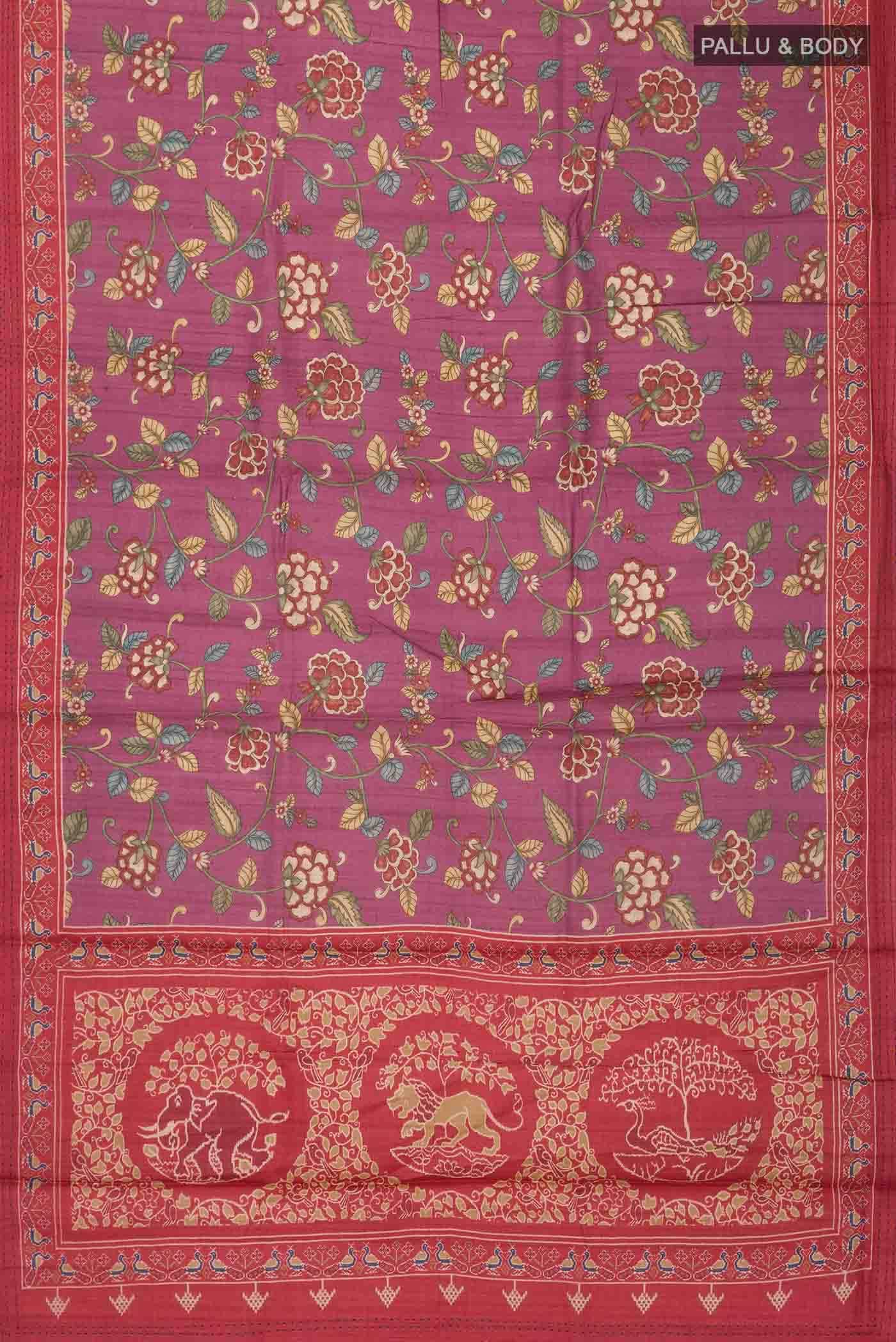 Purple Tussar Silk Saree