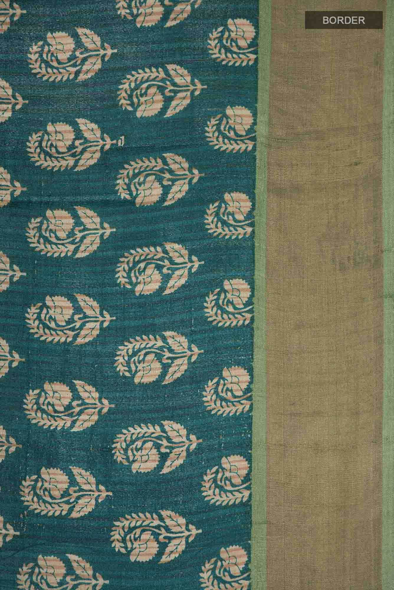 Green Bhagalpuri Tussar Silk Saree